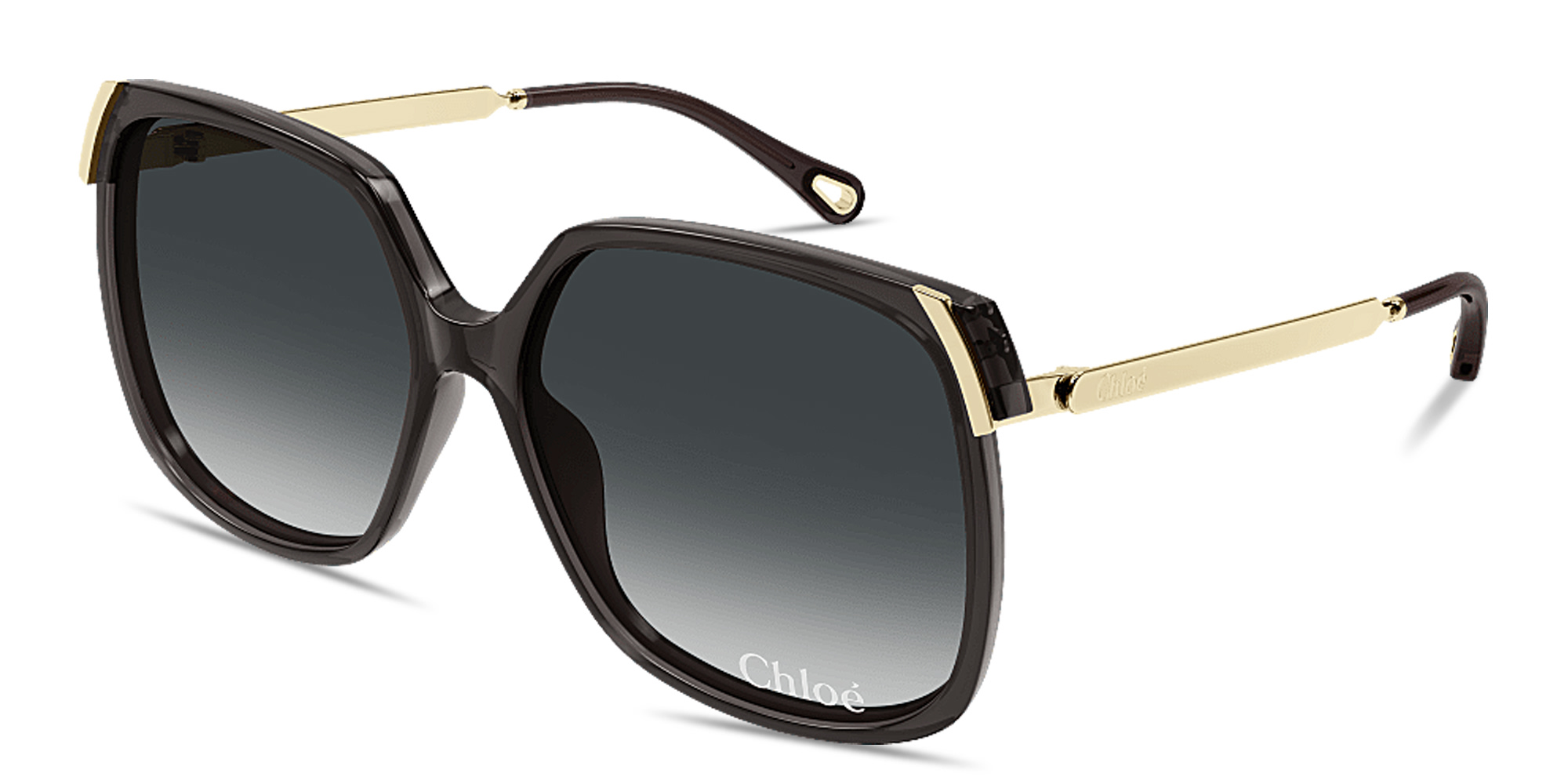 Chloe Engraved Logo Oversized Square Sunglasses in Black – Product Photo 2