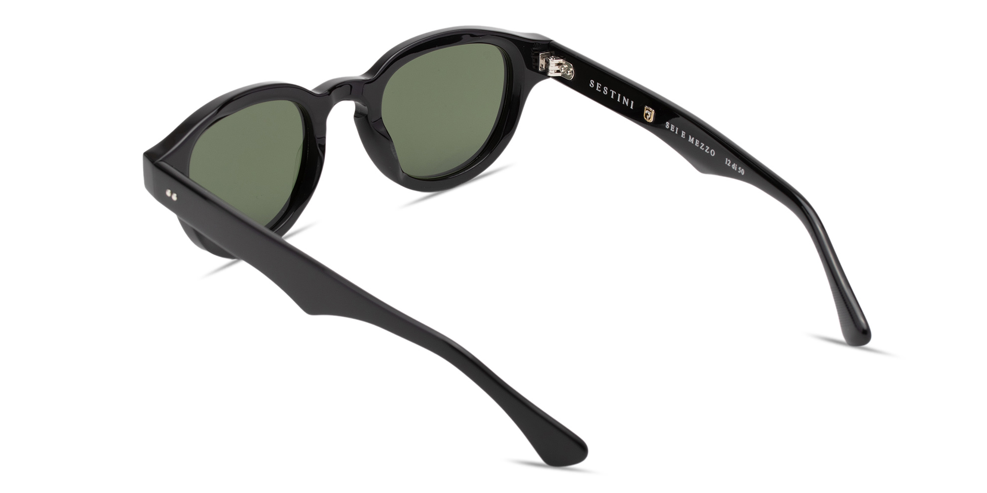 Shop SESTINI Sei E Mezzo Unisex Panthos Sunglasses in Shiny Black online.
