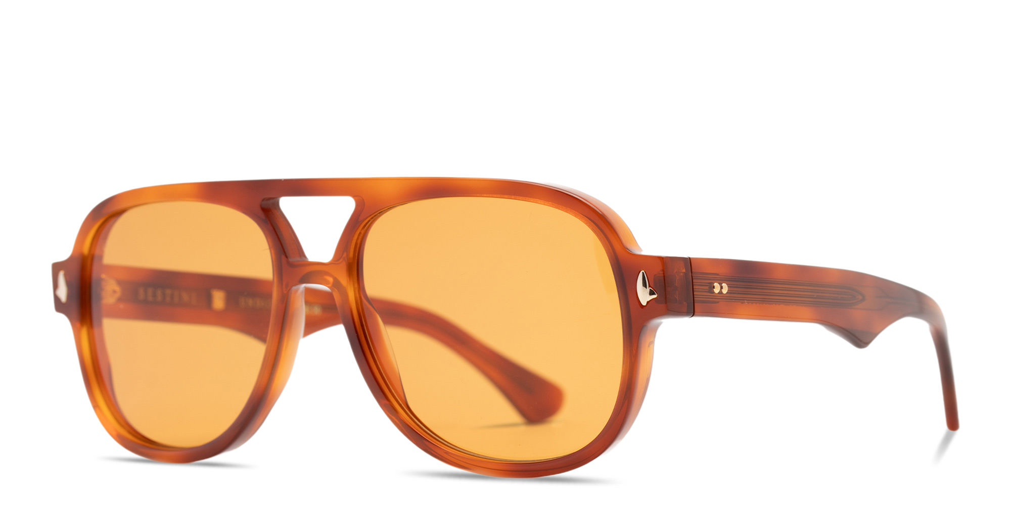 SESTINI Undici Unisex Oversized Aviator Sunglasses in Shiny Honey Tortoise – Product Photo 2