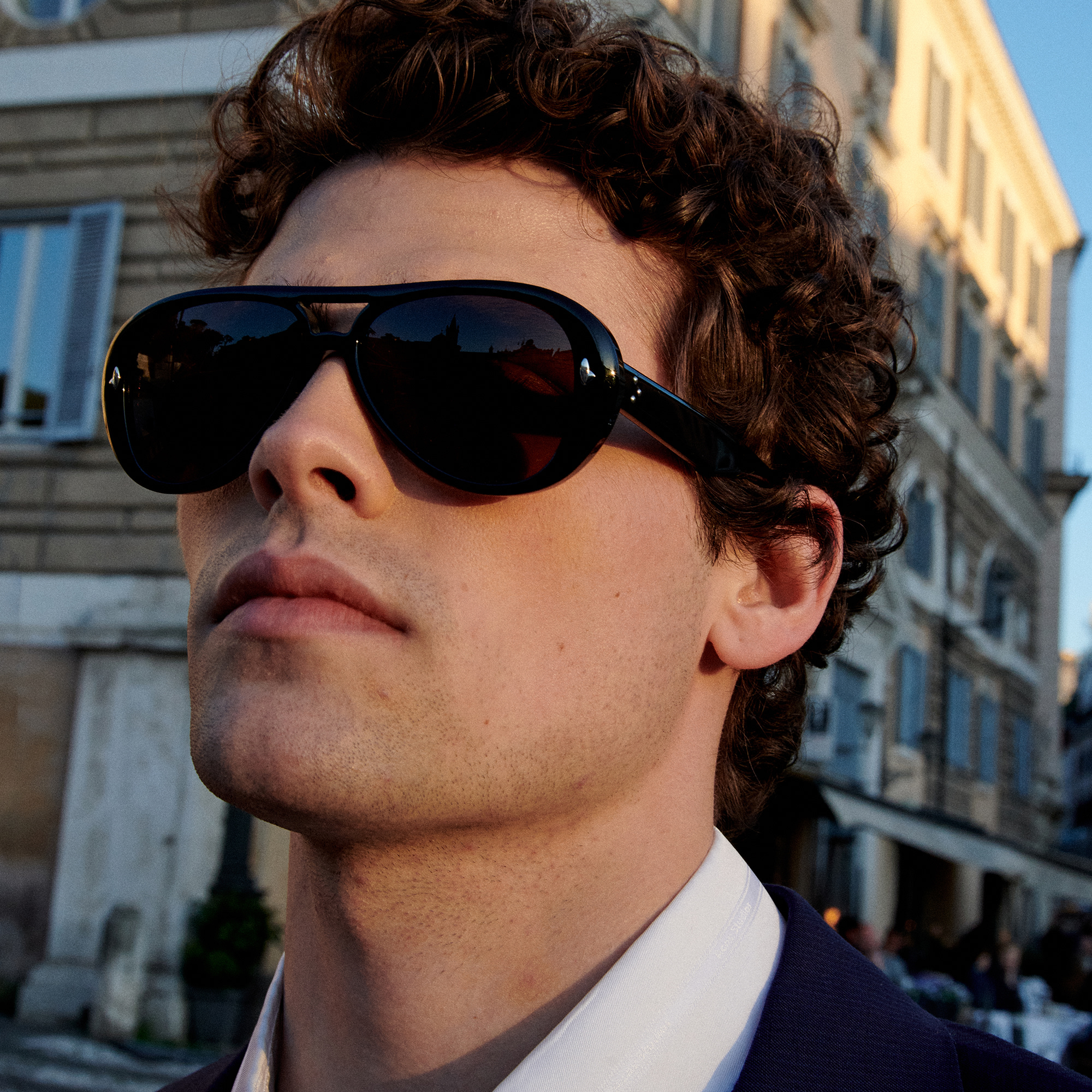 SESTINI Sedici Unisex Aviator Sunglasses in Shiny Black – Product Photo 3