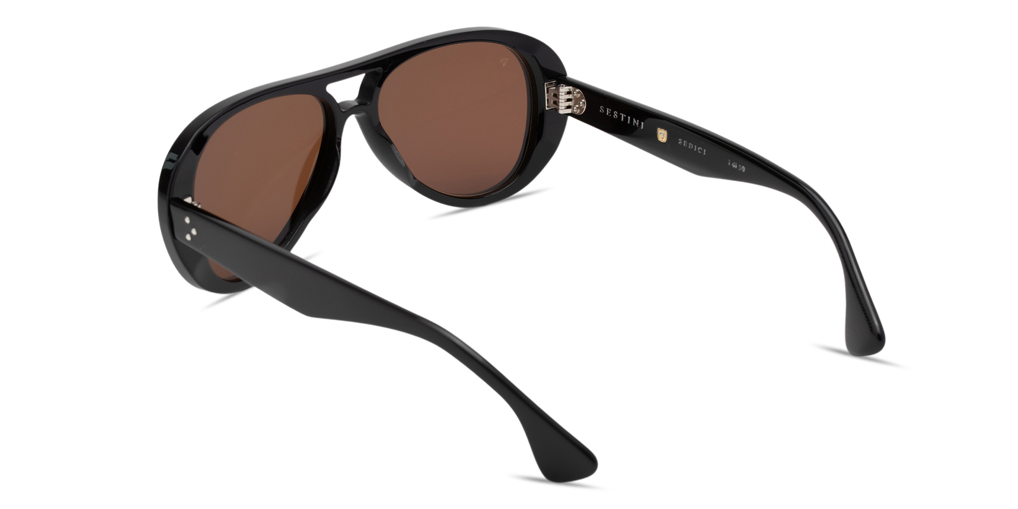 SESTINI Sedici Unisex Aviator Sunglasses in Shiny Black – Product Photo 4