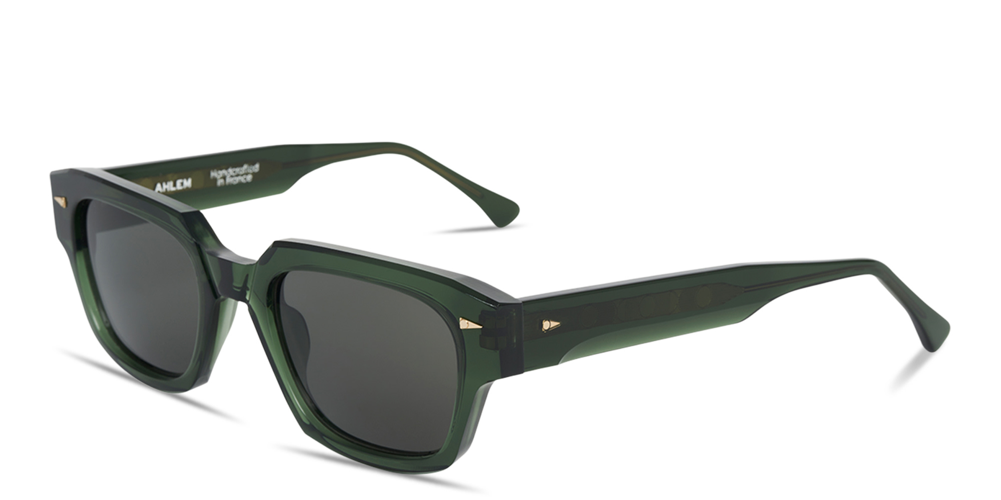 AHLEM Rivoli Rectangle Sunglasses in Dark Green – Product Photo 2