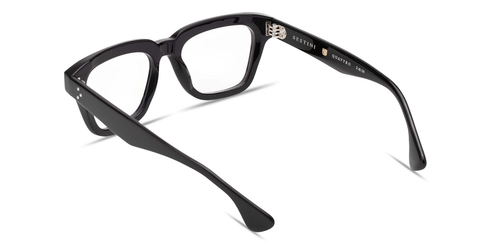Shop SESTINI Quattro Unisex Square Eyeglasses with Blue Light Filter in Shiny Black online.