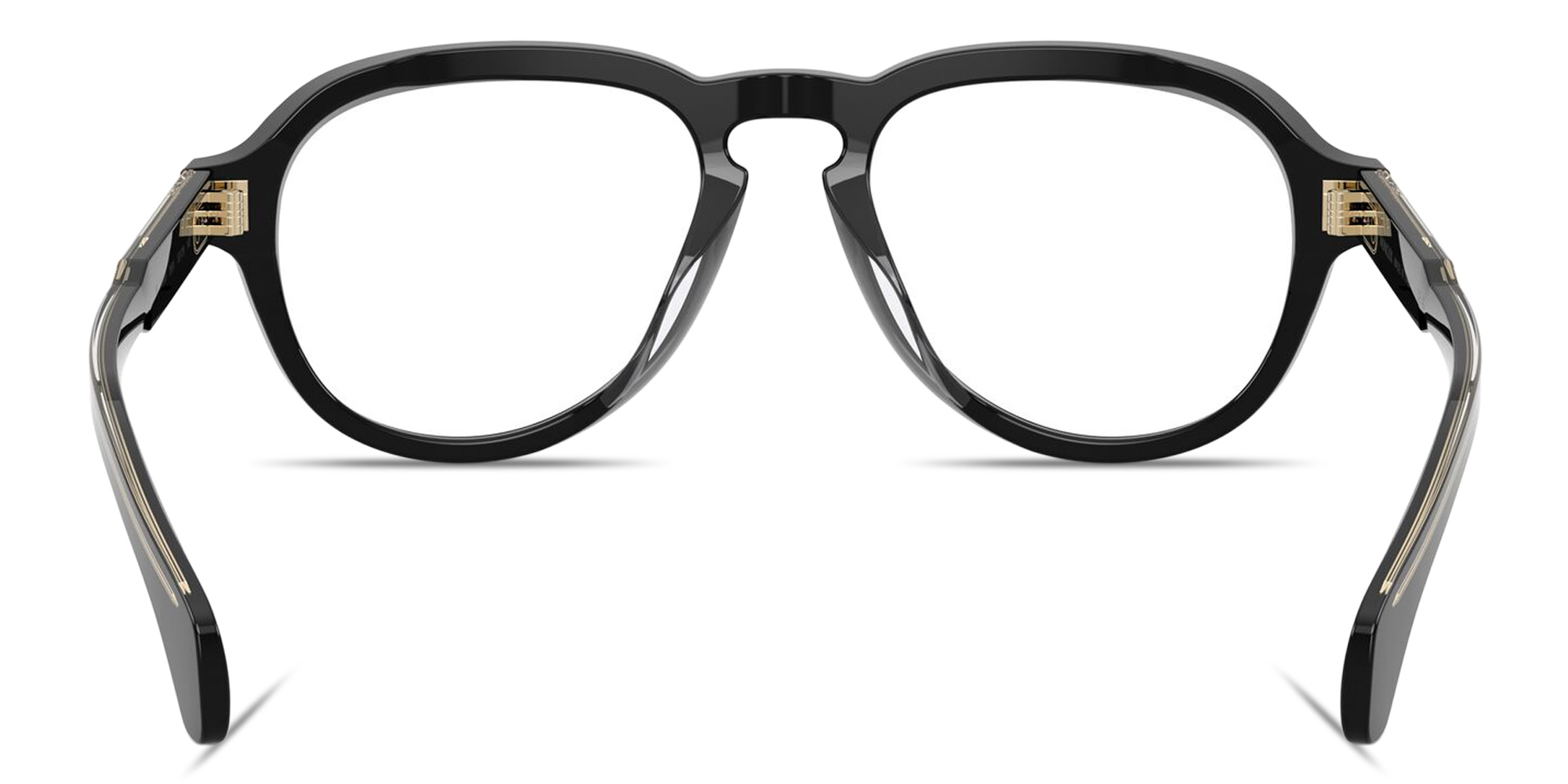 Shop Moncler Logo Signature Aviator Eyeglasses in Black online.