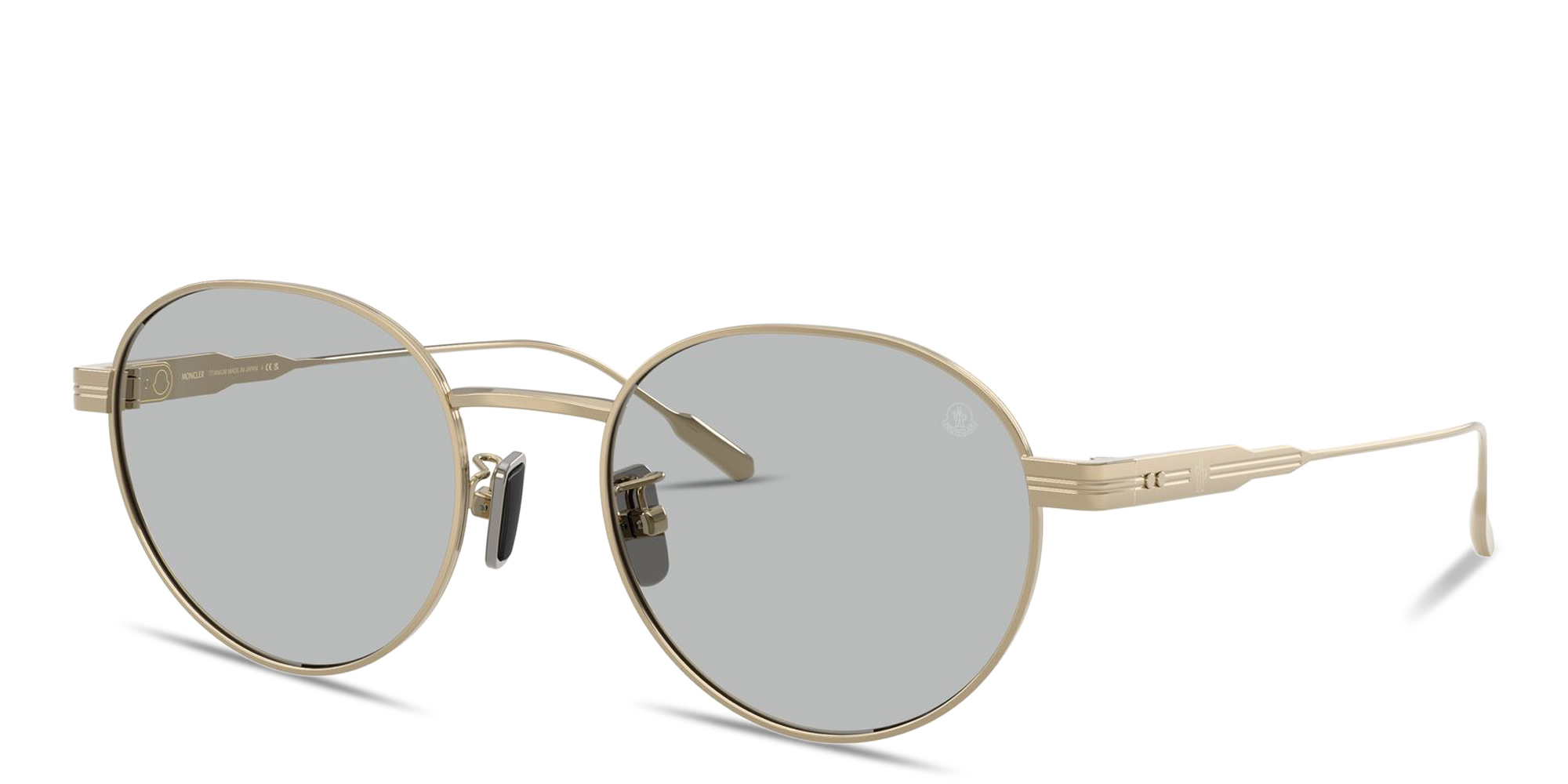 Shop Moncler Subtila Unisex Round Sunglasses in Gold online.