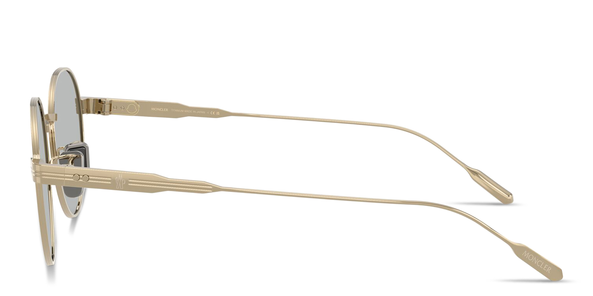 Shop Moncler Subtila Unisex Round Sunglasses in Gold online.