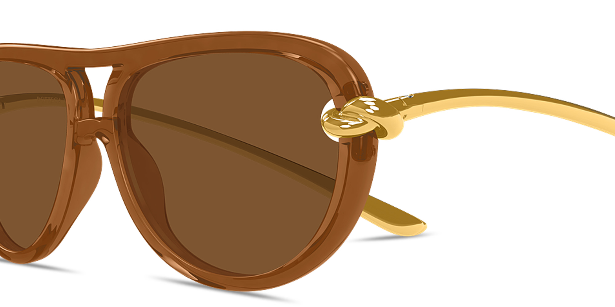 BOTTEGA VENETA Knot Aviator Sunglasses in Transparent Brown – Product Photo 3