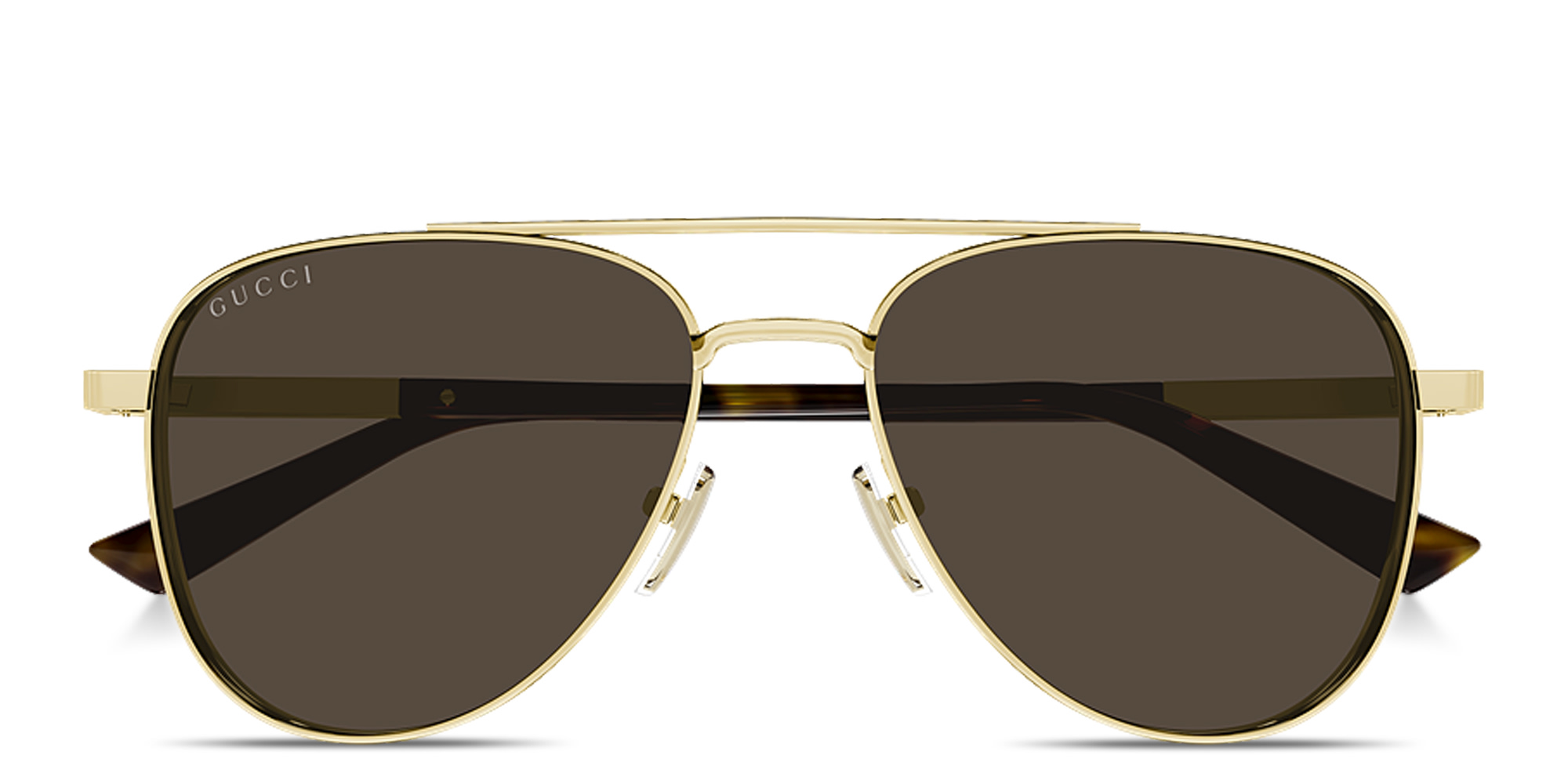 Shop GUCCI Web Aviator Sunglasses in Gold online.