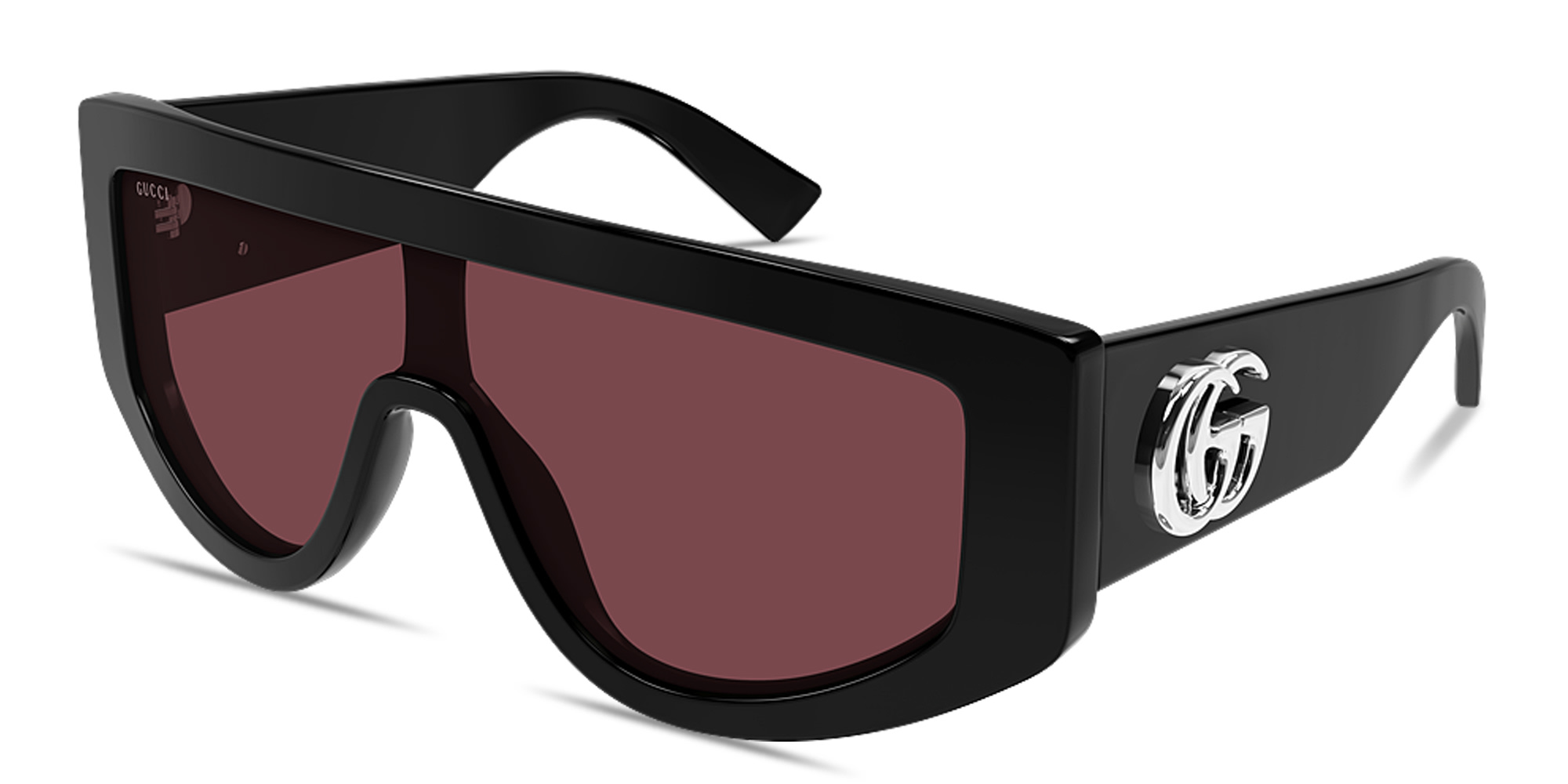 Shop GUCCI GG Wide Mask Sunglasses in Black online.