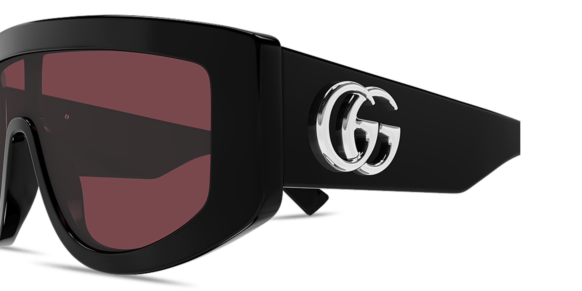 Shop GUCCI GG Wide Mask Sunglasses in Black online.