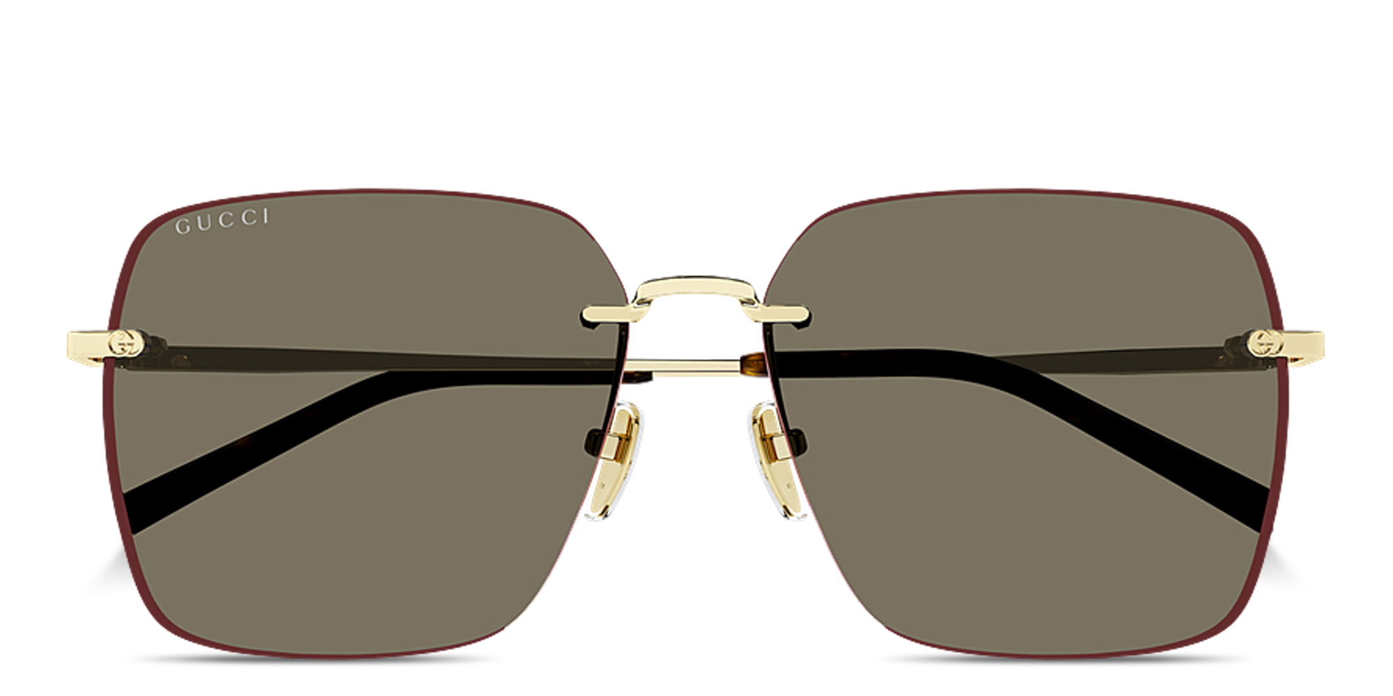 GUCCI GG Oversized Rimless Square Sunglasses in Gold – Product Photo 1