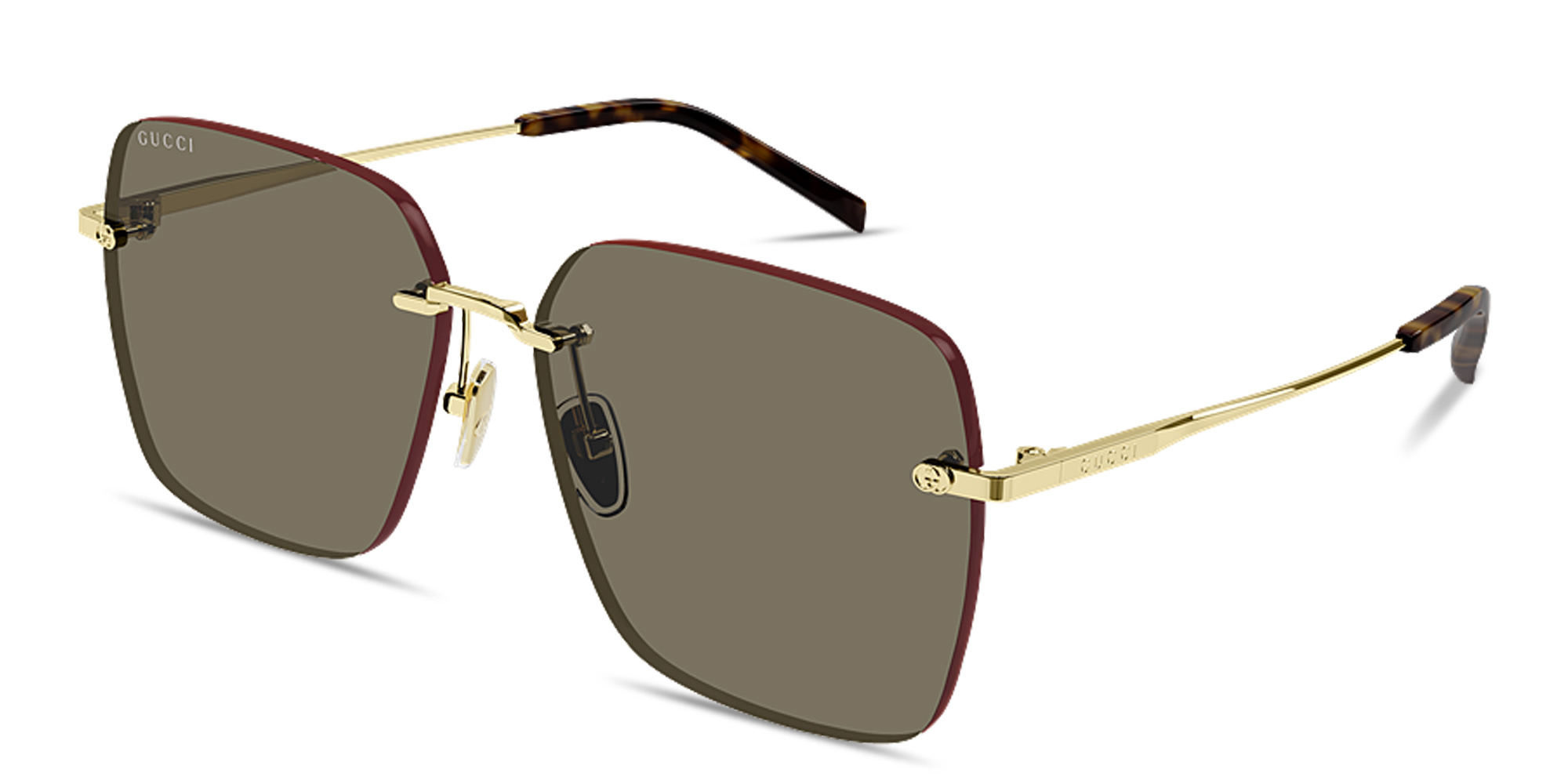 GUCCI GG Oversized Rimless Square Sunglasses in Gold – Product Photo 2