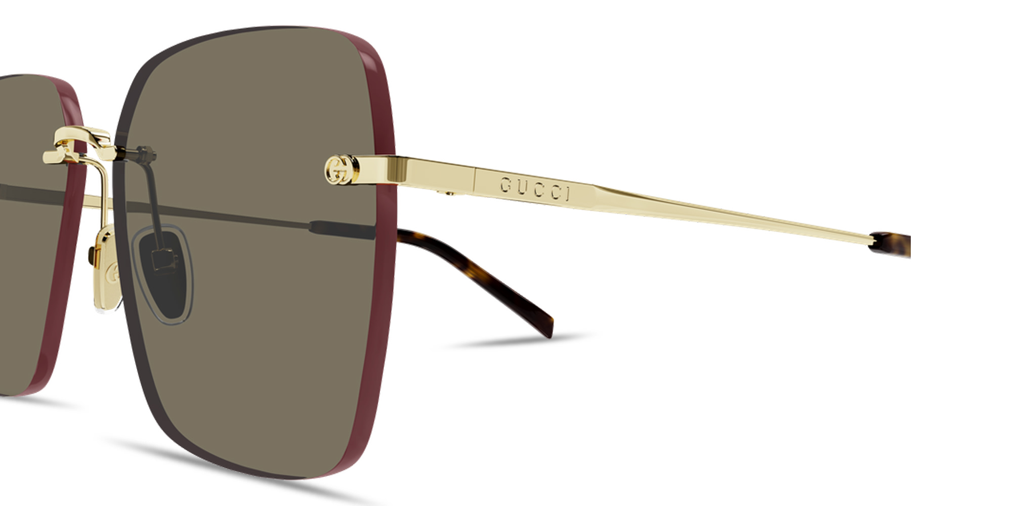 GUCCI GG Oversized Rimless Square Sunglasses in Gold – Product Photo 3