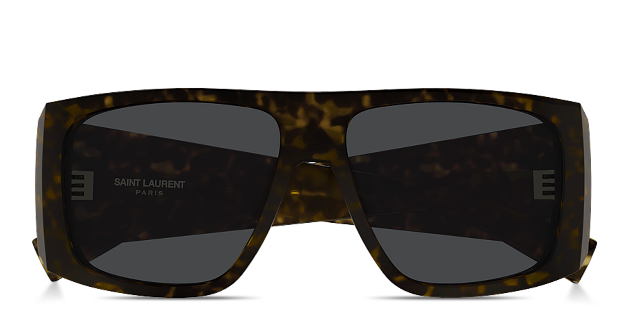 Shop SAINT LAURENT Flat-Top Rectangle Sunglasses in Havana online.