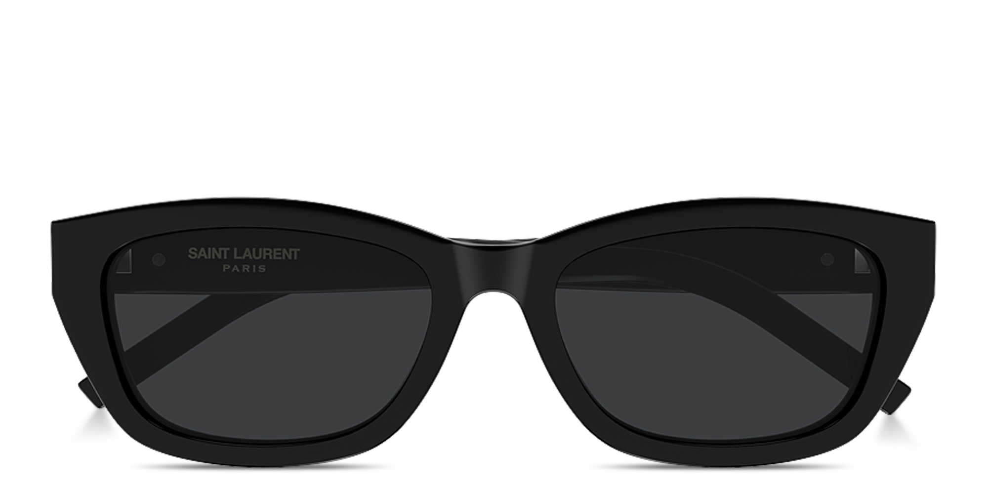 Shop SAINT LAURENT YSL Logo Rectangle Sunglasses in Black online.