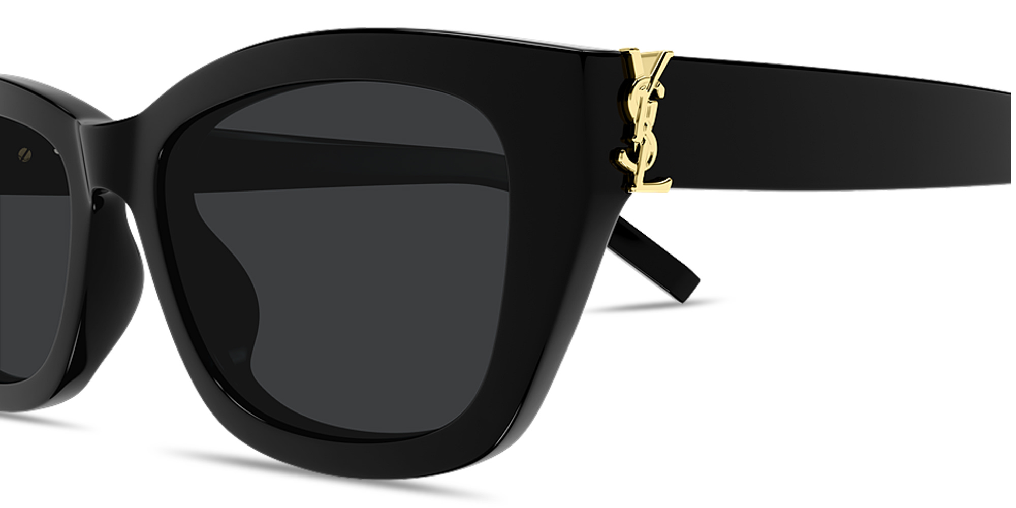 Shop SAINT LAURENT YSL Logo Rectangle Sunglasses in Black online.