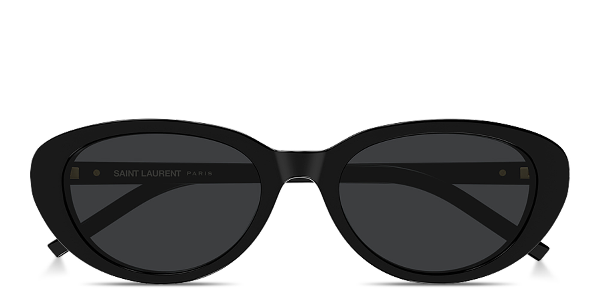 Shop SAINT LAURENT YSL Logo Oval Sunglasses in Black online.
