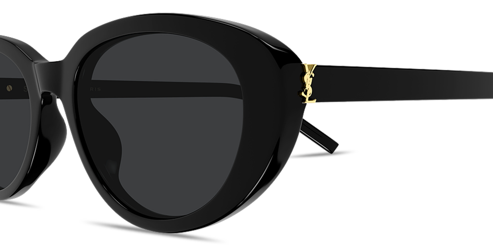 Shop SAINT LAURENT YSL Logo Oval Sunglasses in Black online.