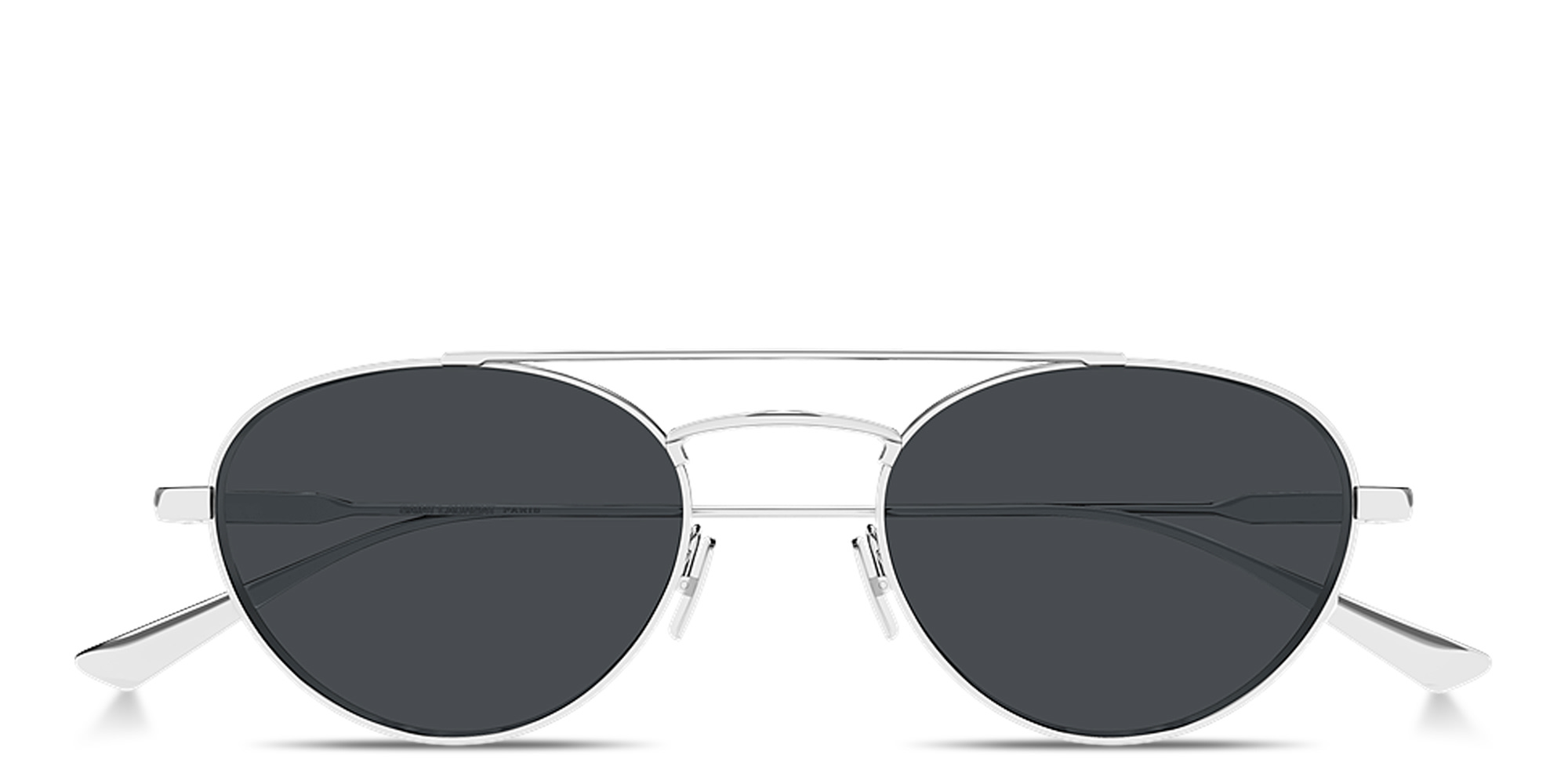 SAINT LAURENT Engraved Logo Round Sunglasses in Silver – Product Photo 1