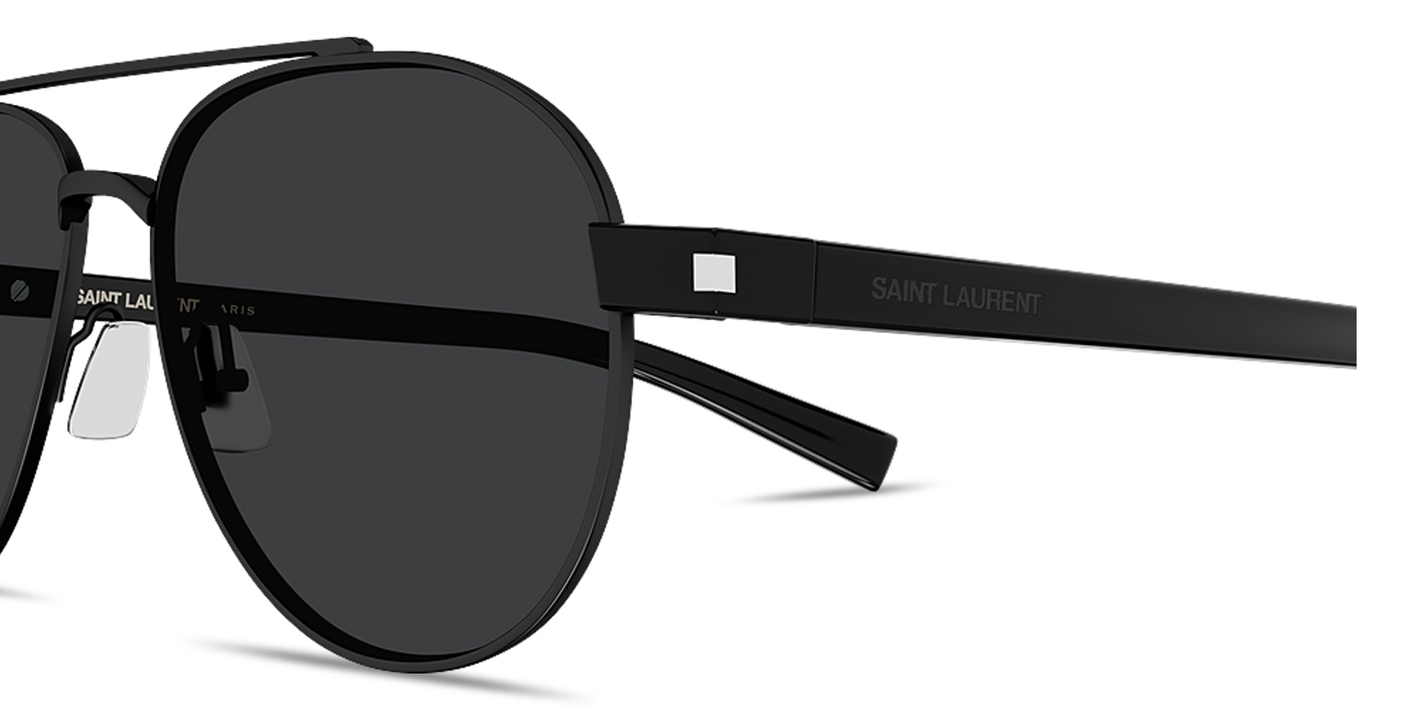 SAINT LAURENT Engraved Logo Aviator Sunglasses in Black – Product Photo 3