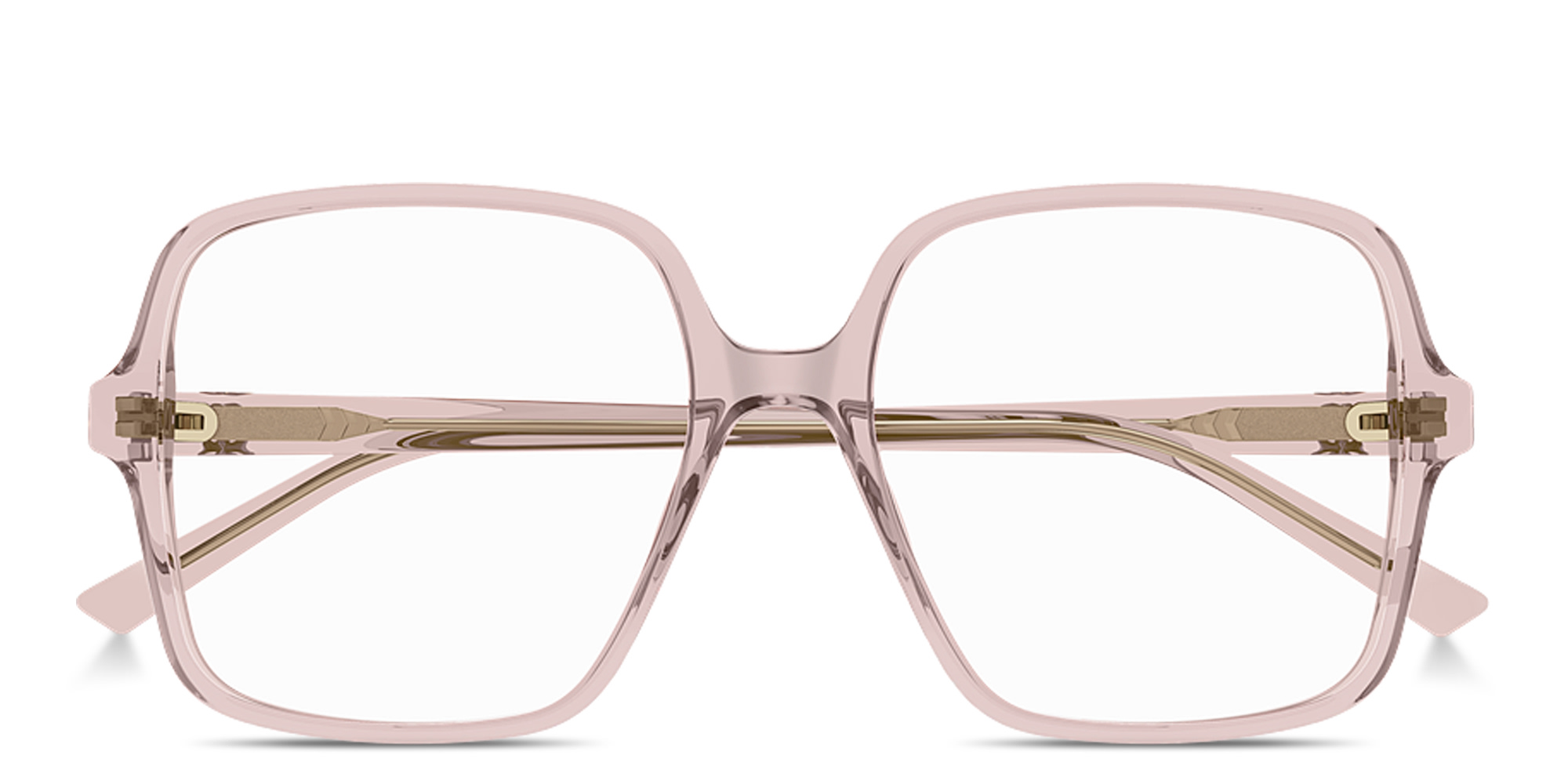 Shop GUCCI GG Oversized Square Eyeglasses in Transparent Pink online.
