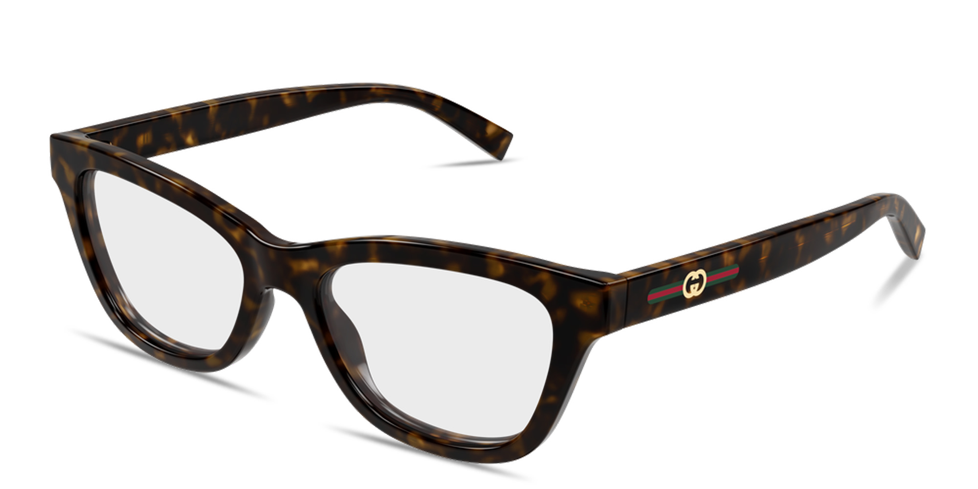 Shop GUCCI Web Cat-Eye Eyeglasses in Havana online.