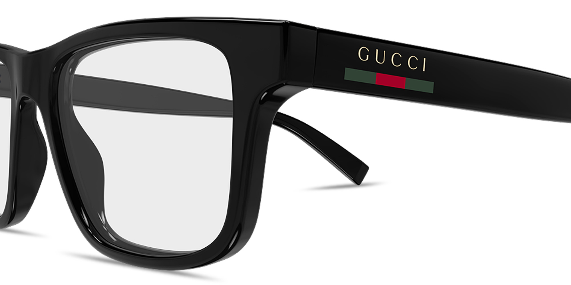 Shop GUCCI Web Rectangle Eyeglasses in Black online.