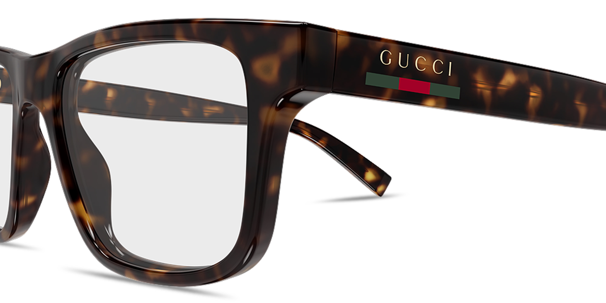Shop GUCCI Web Rectangle Eyeglasses in Havana online.