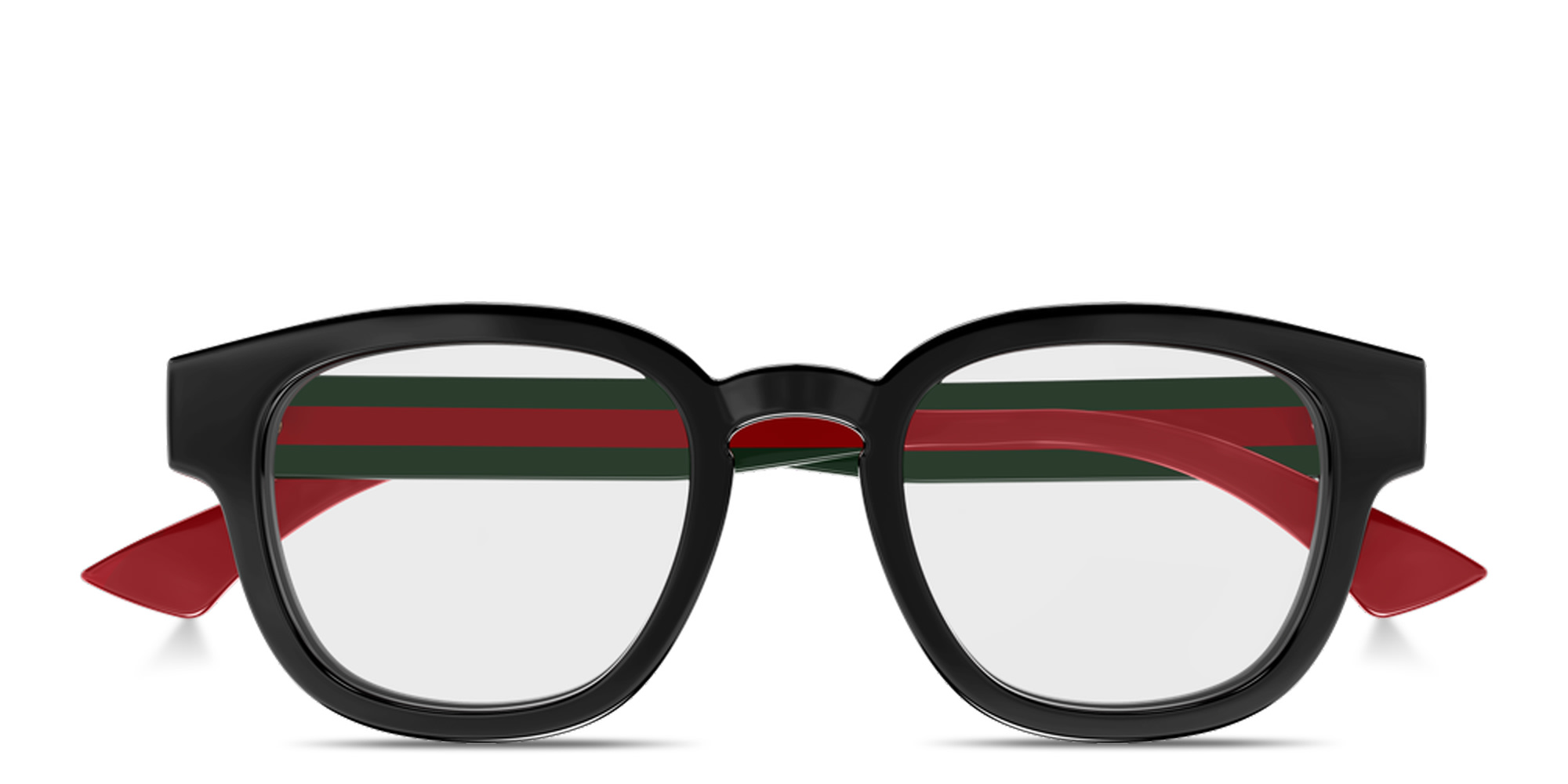 Shop GUCCI Web Round Eyeglasses in Black online.