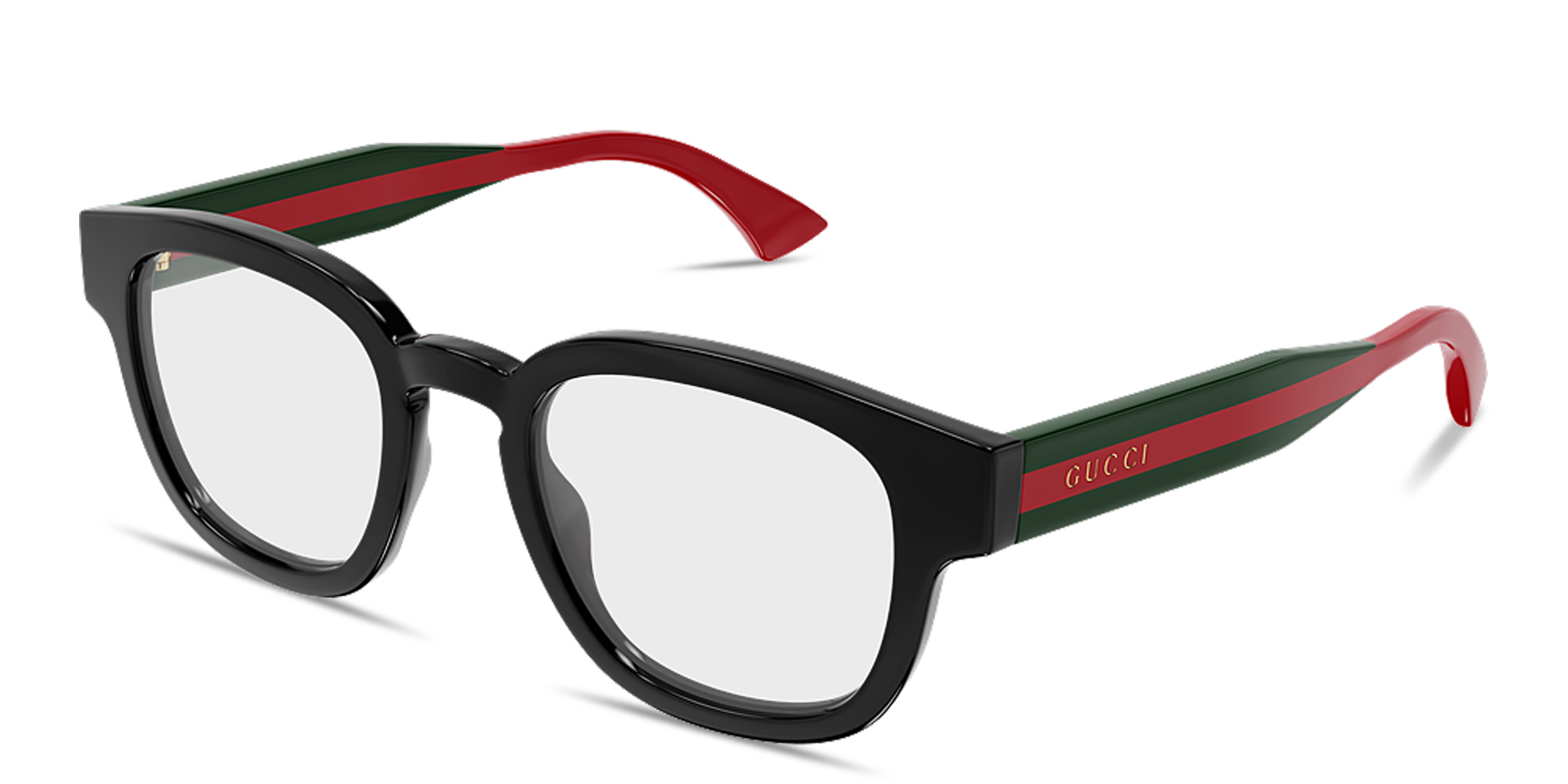 Shop GUCCI Web Round Eyeglasses in Black online.