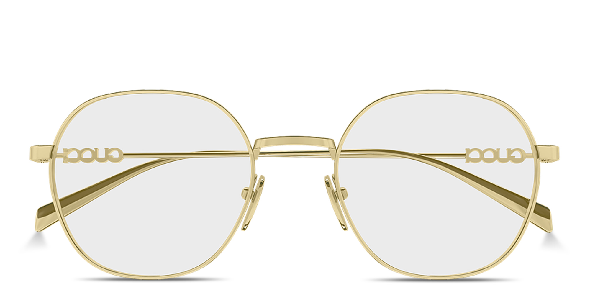 GUCCI Logo Signature Round Eyeglasses in Gold – Product Photo 1
