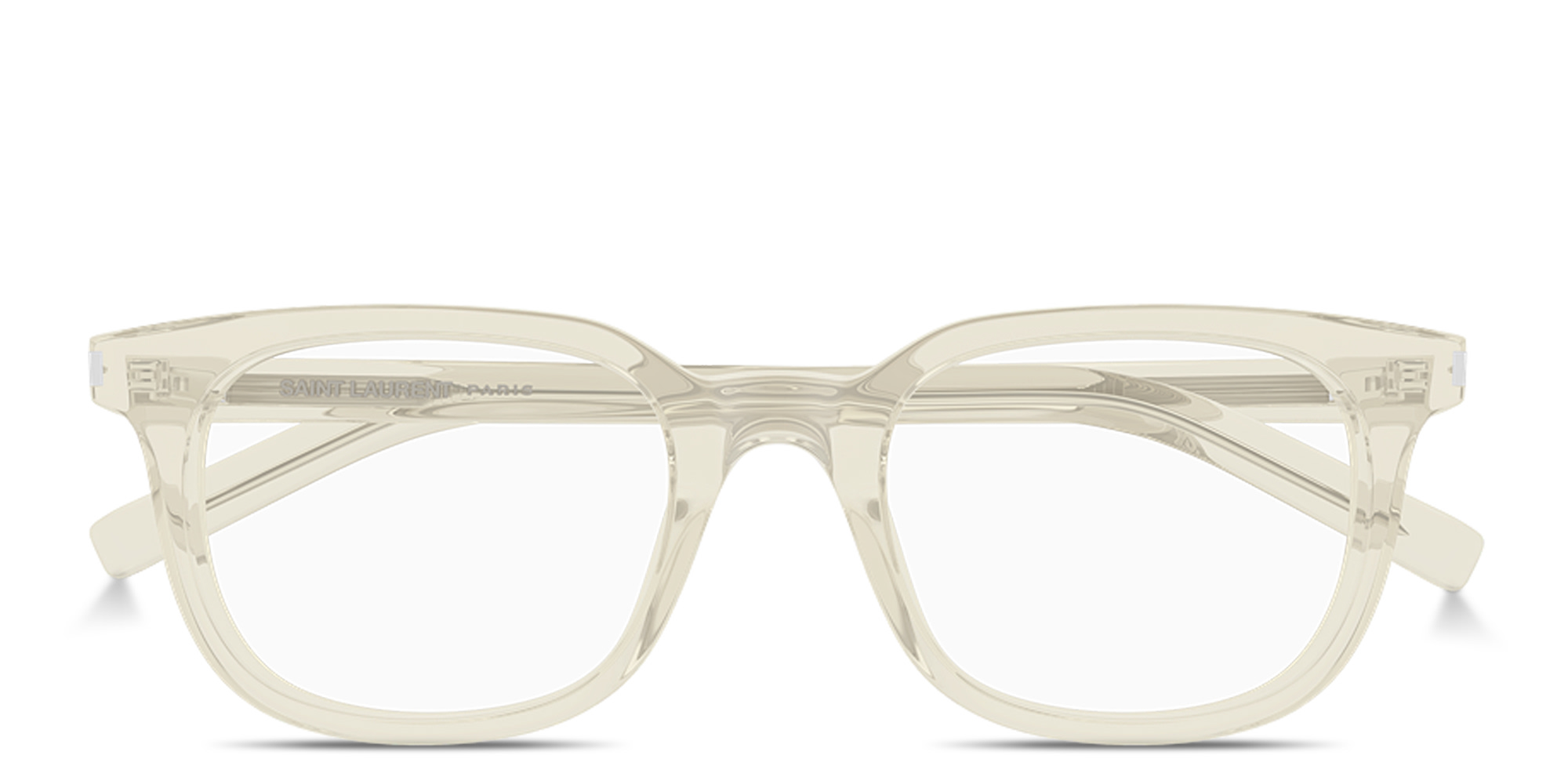 SAINT LAURENT Logo Signature Unisex Square Eyeglasses in Transparent Yellow – Product Photo 1