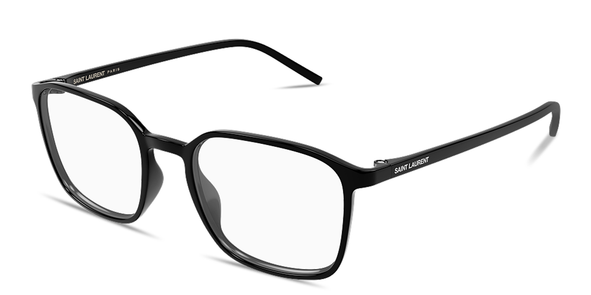 Shop SAINT LAURENT Logo Signature Square Eyeglasses in Black online.