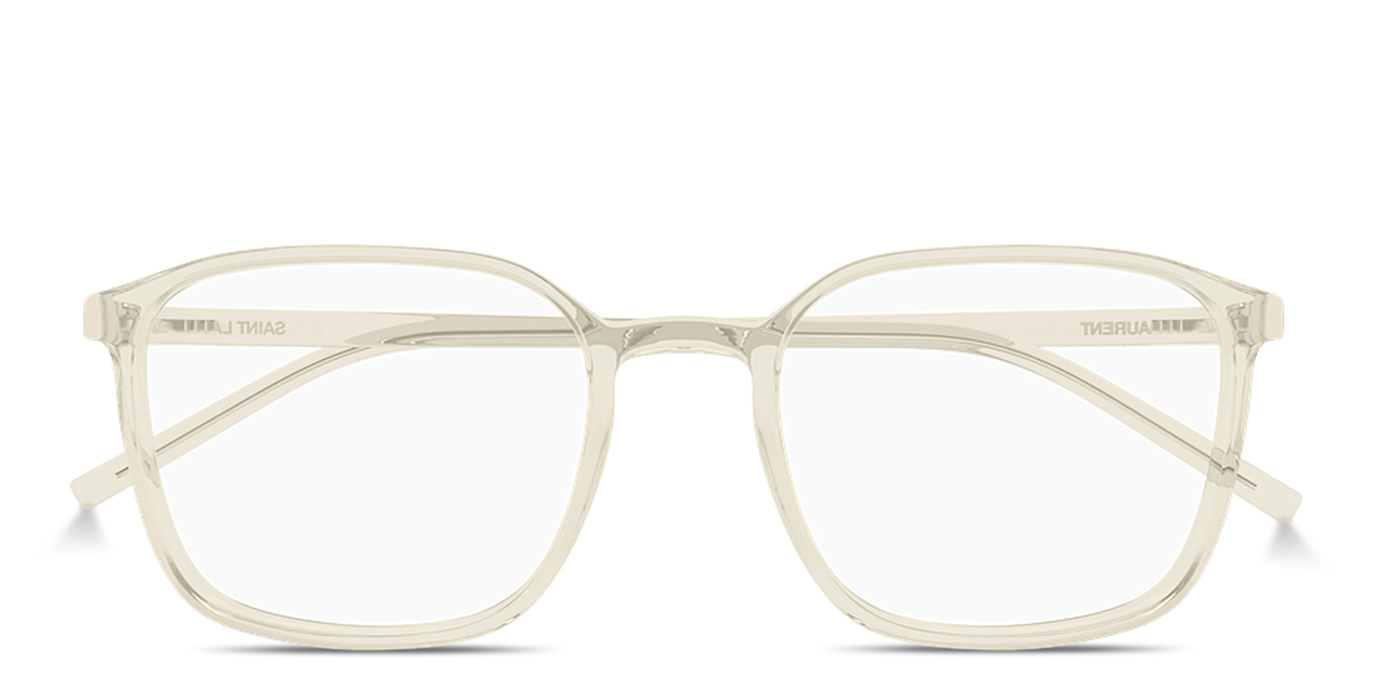 SAINT LAURENT Logo Signature Square Eyeglasses in Transparent Yellow – Product Photo 1
