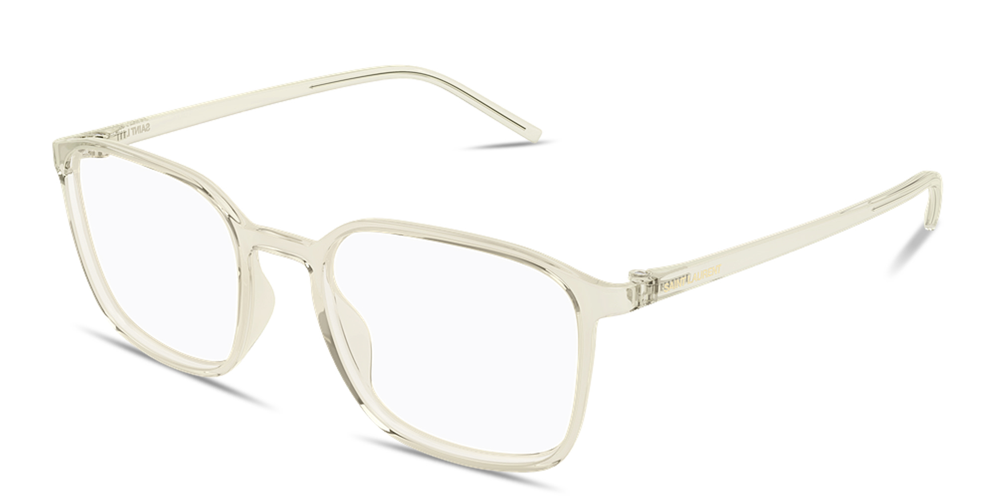SAINT LAURENT Logo Signature Square Eyeglasses in Transparent Yellow – Product Photo 2