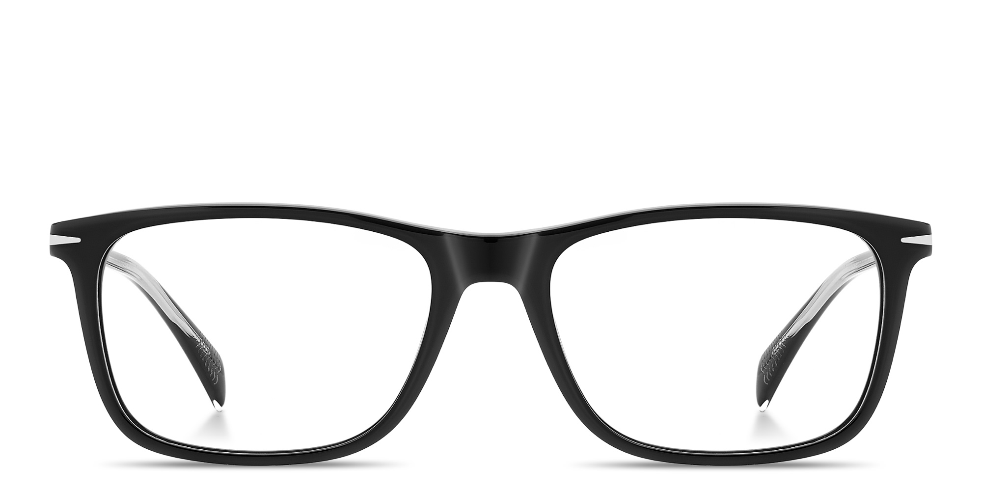 Shop DAVID BECKHAM Talisman Wide Rectangle Eyeglasses in Black online.