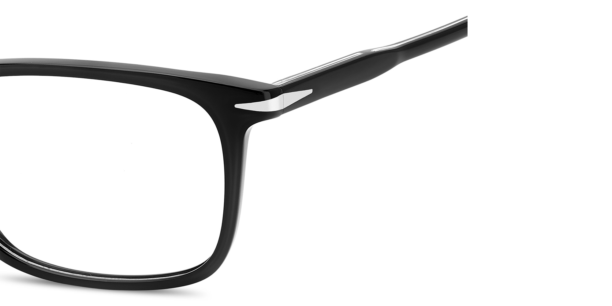 Shop DAVID BECKHAM Talisman Wide Rectangle Eyeglasses in Black online.