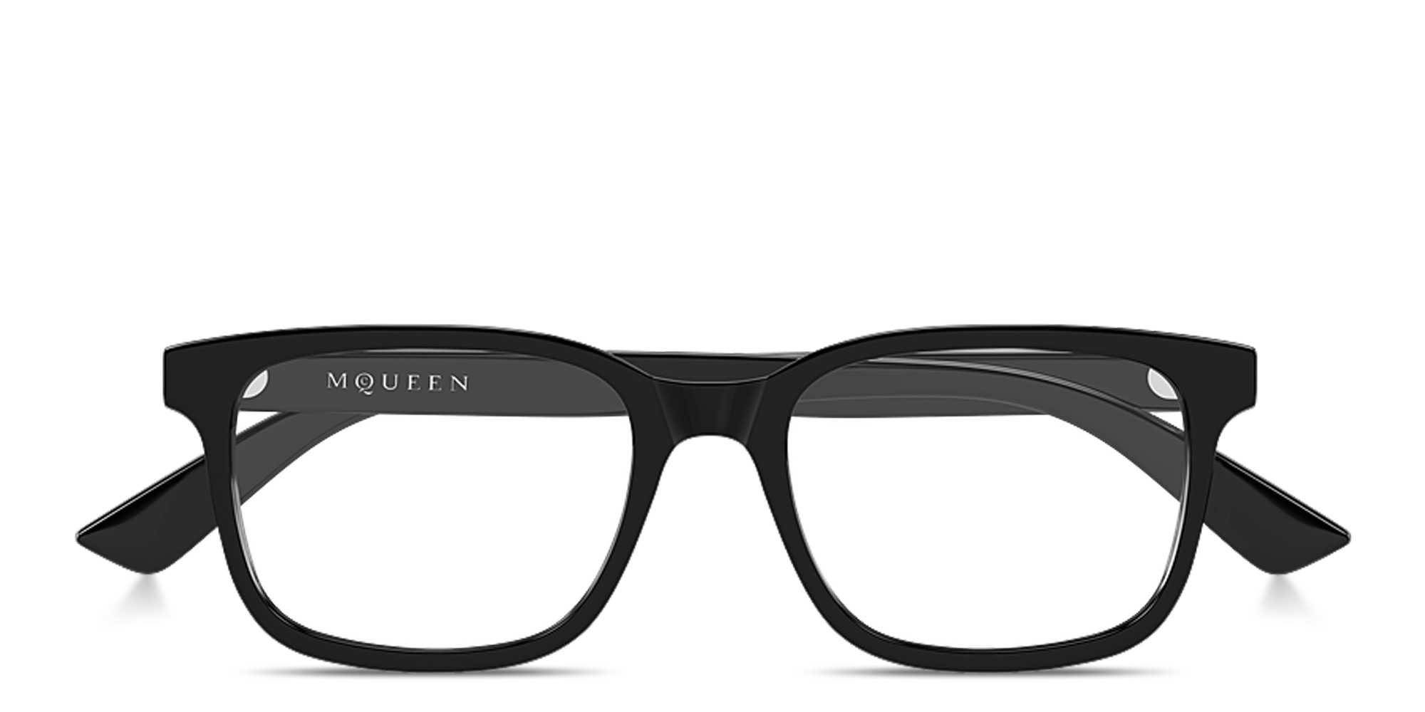 Shop Alexander McQueen Signature Rectangle Eyeglasses in Black online.