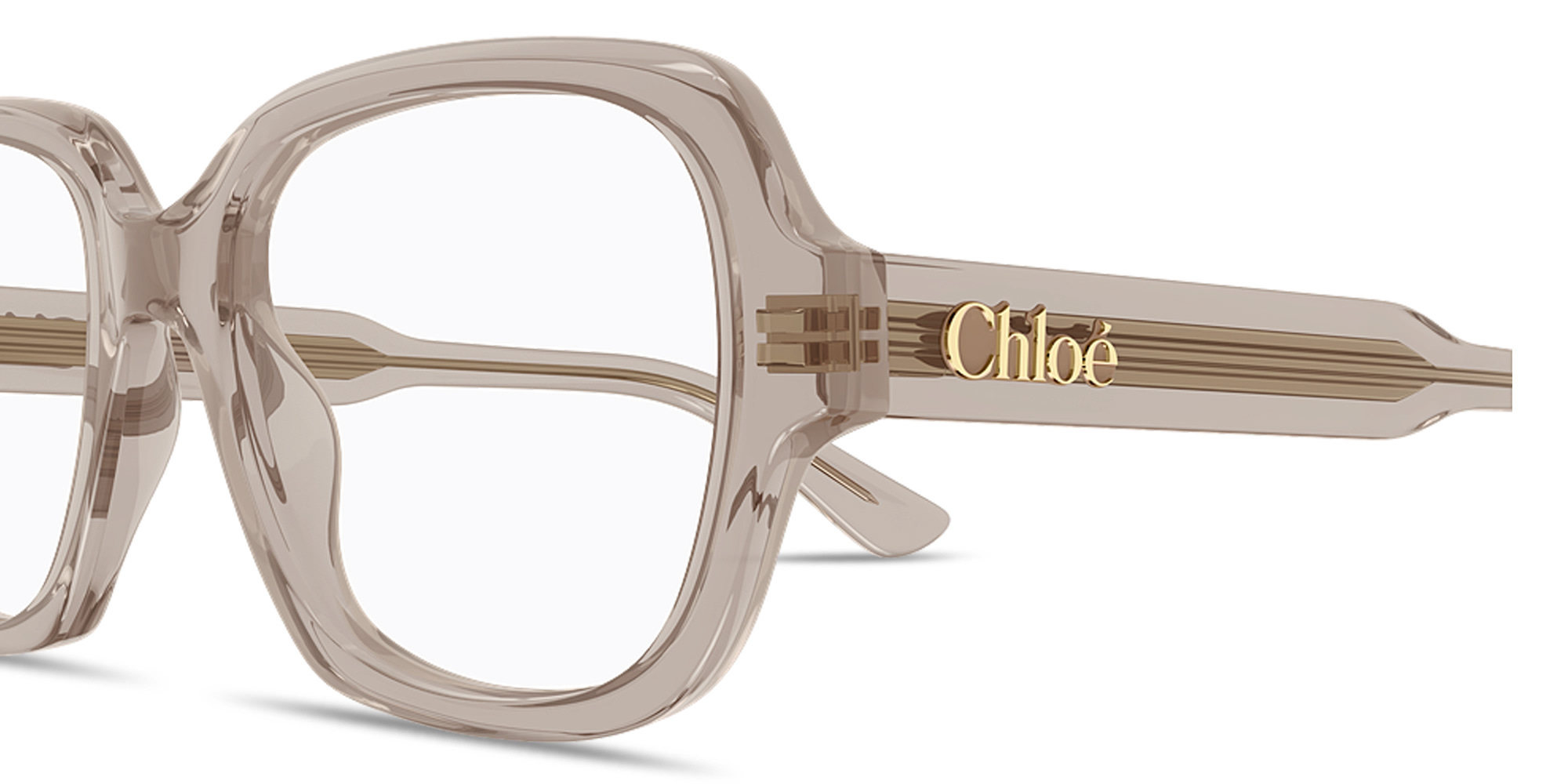 Shop Chloe Gayia Square Eyeglasses in Transparent Brown online.