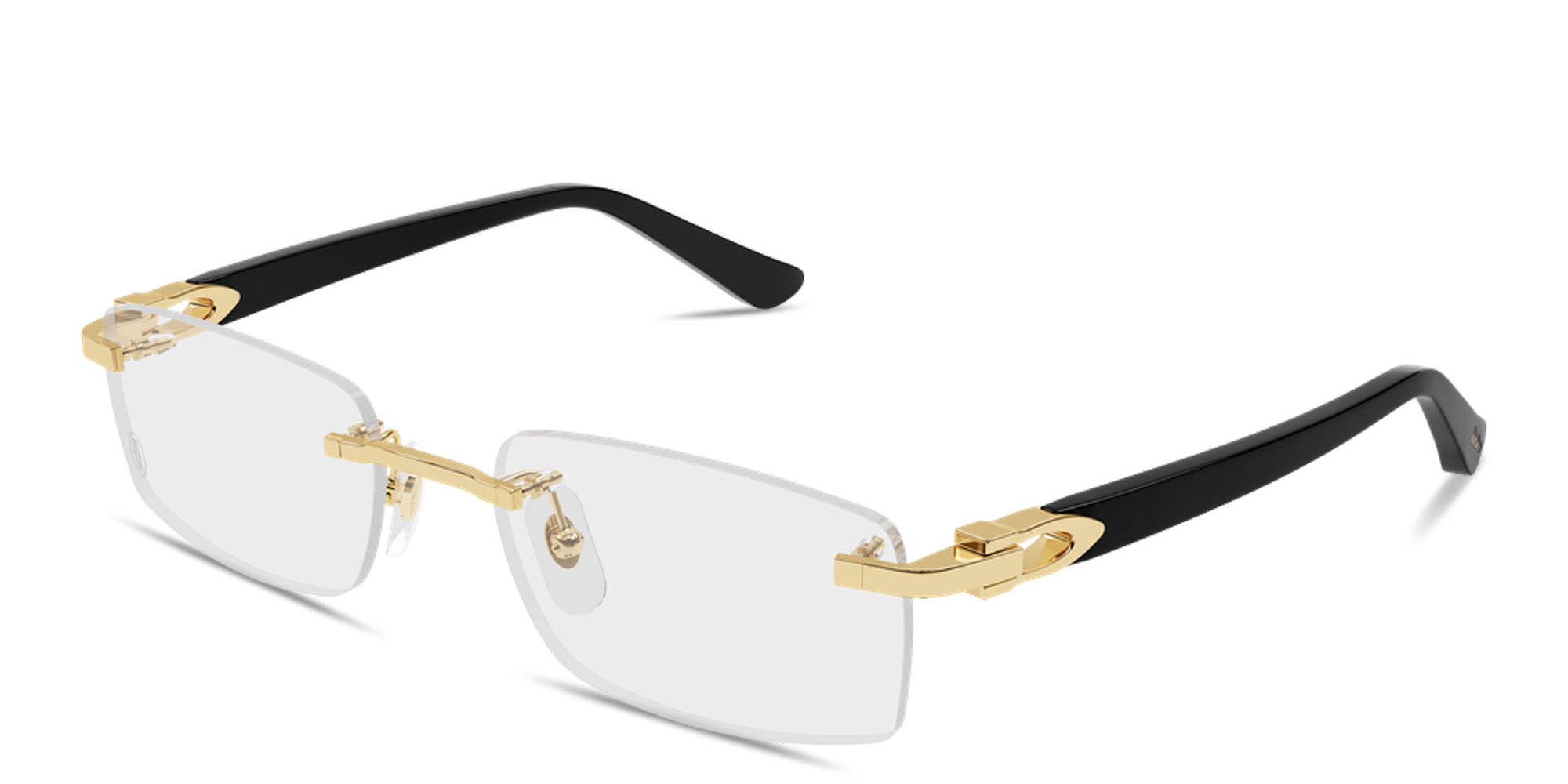 Shop Cartier Signature C de Cartier Rimless Rectangle Eyeglasses in Polished Gold online.