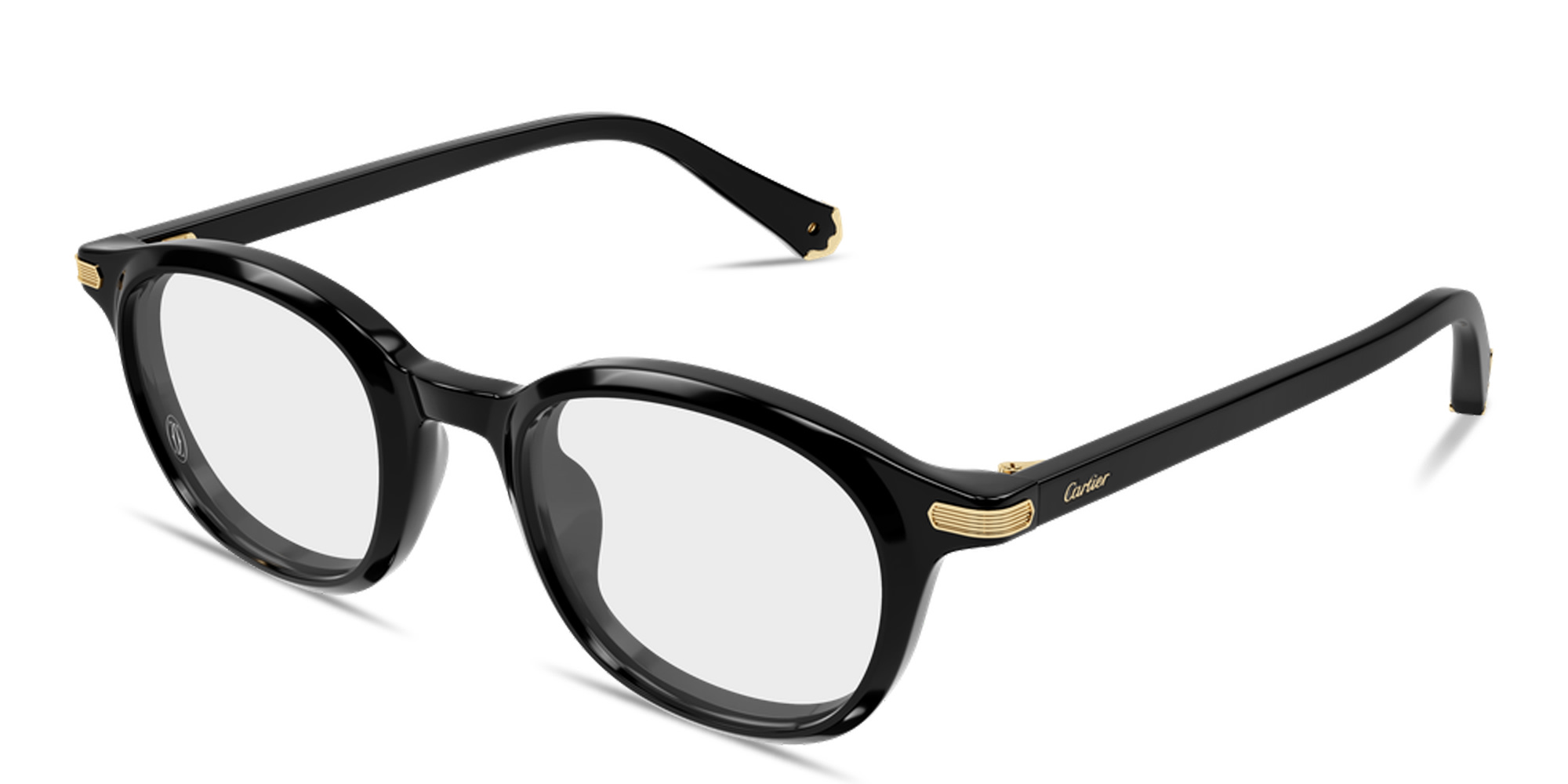 Shop Cartier Premiere de Cartier Unisex Round Eyeglasses in Black online.