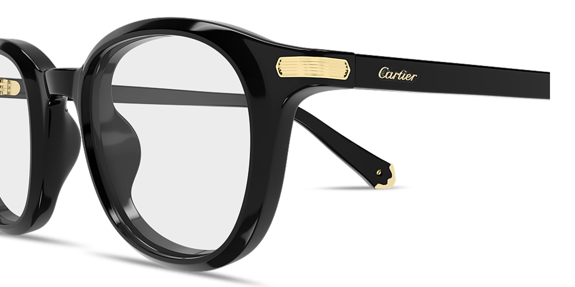 Shop Cartier Premiere de Cartier Unisex Round Eyeglasses in Black online.