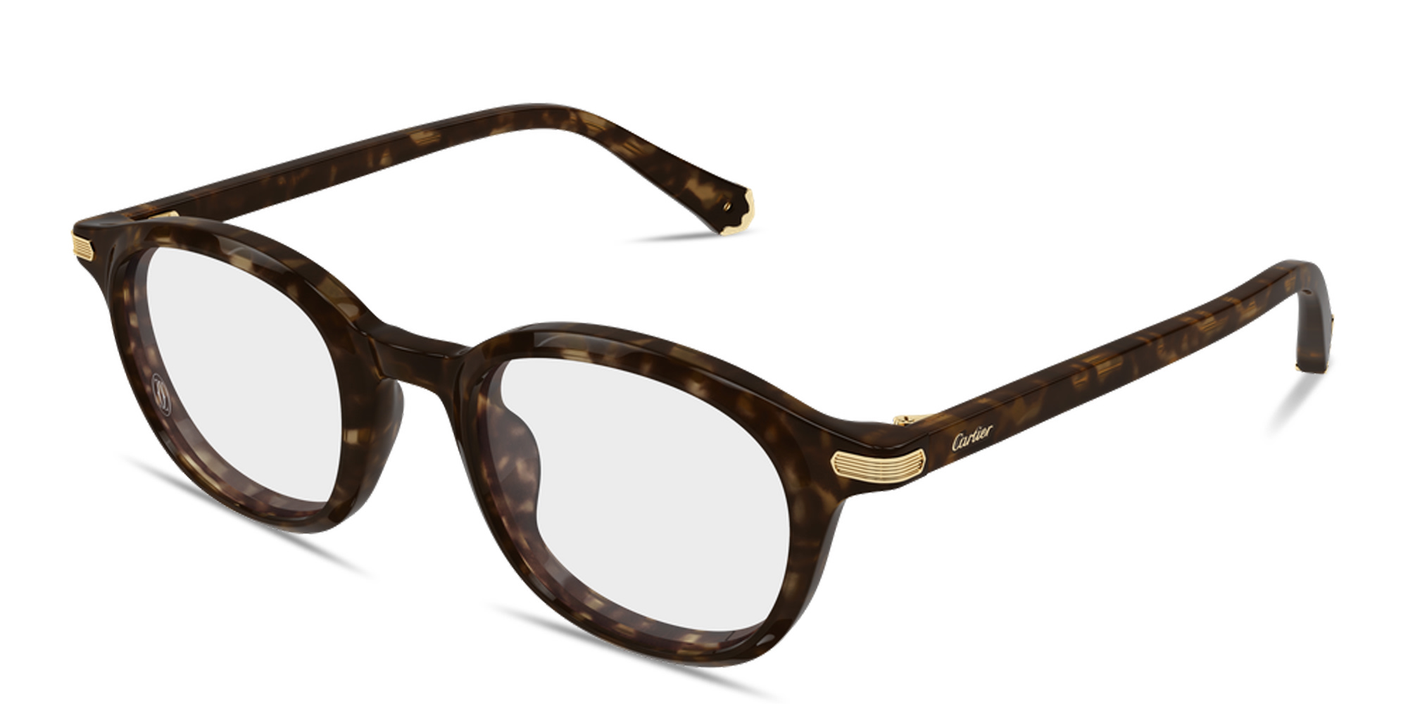 Shop Cartier Premiere de Cartier Unisex Round Eyeglasses in Havana online.