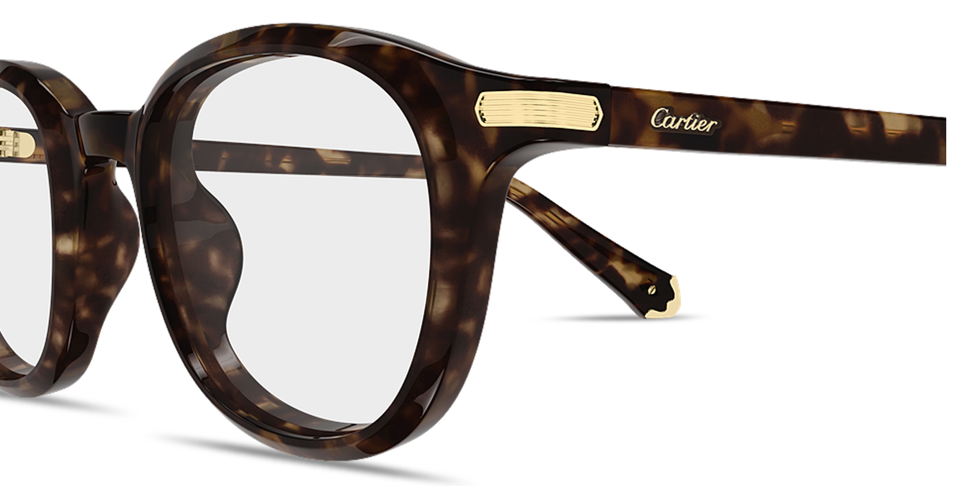 Shop Cartier Premiere de Cartier Unisex Round Eyeglasses in Havana online.