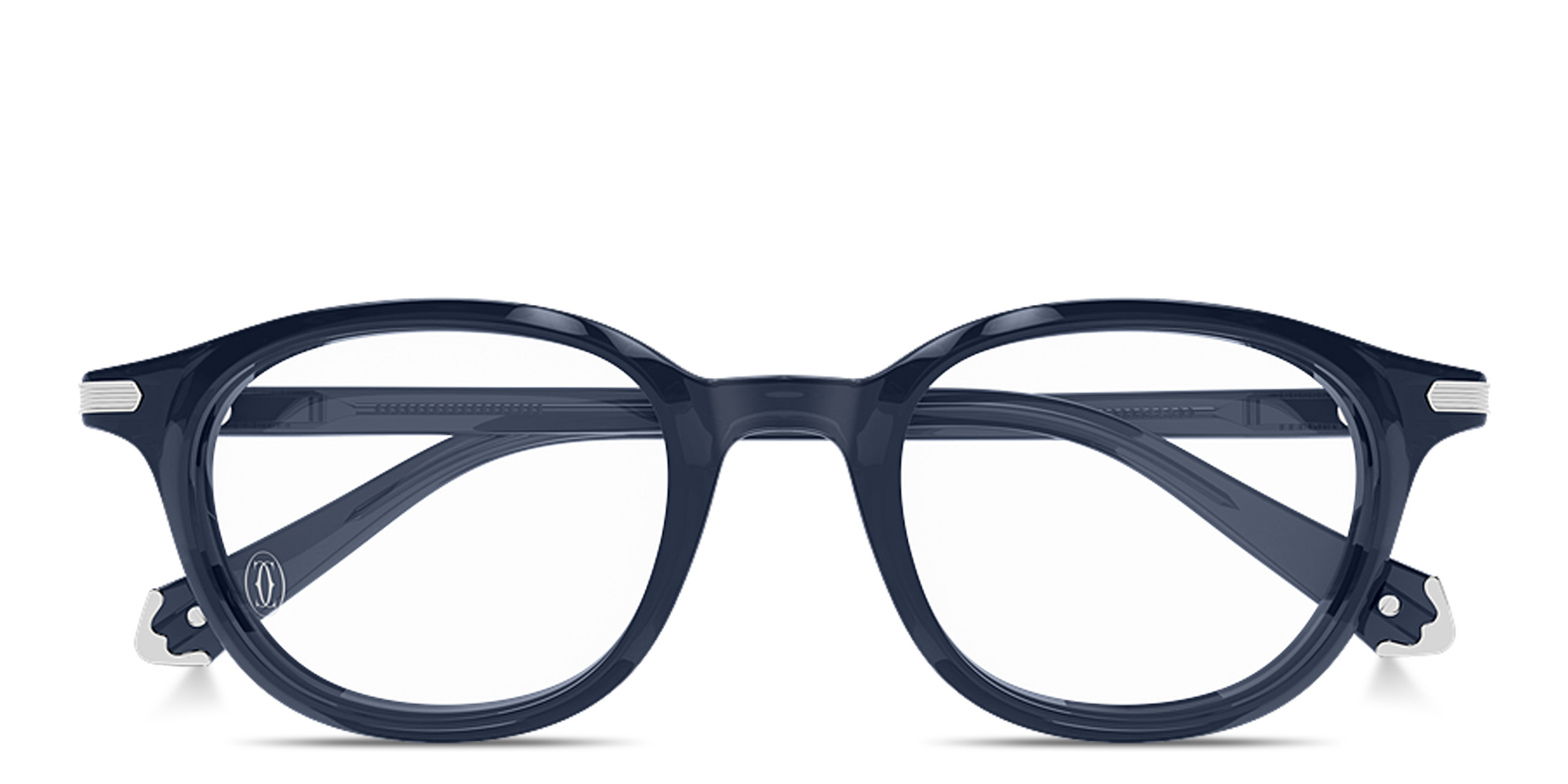Shop Cartier Premiere de Cartier Unisex Round Eyeglasses in Blue online.