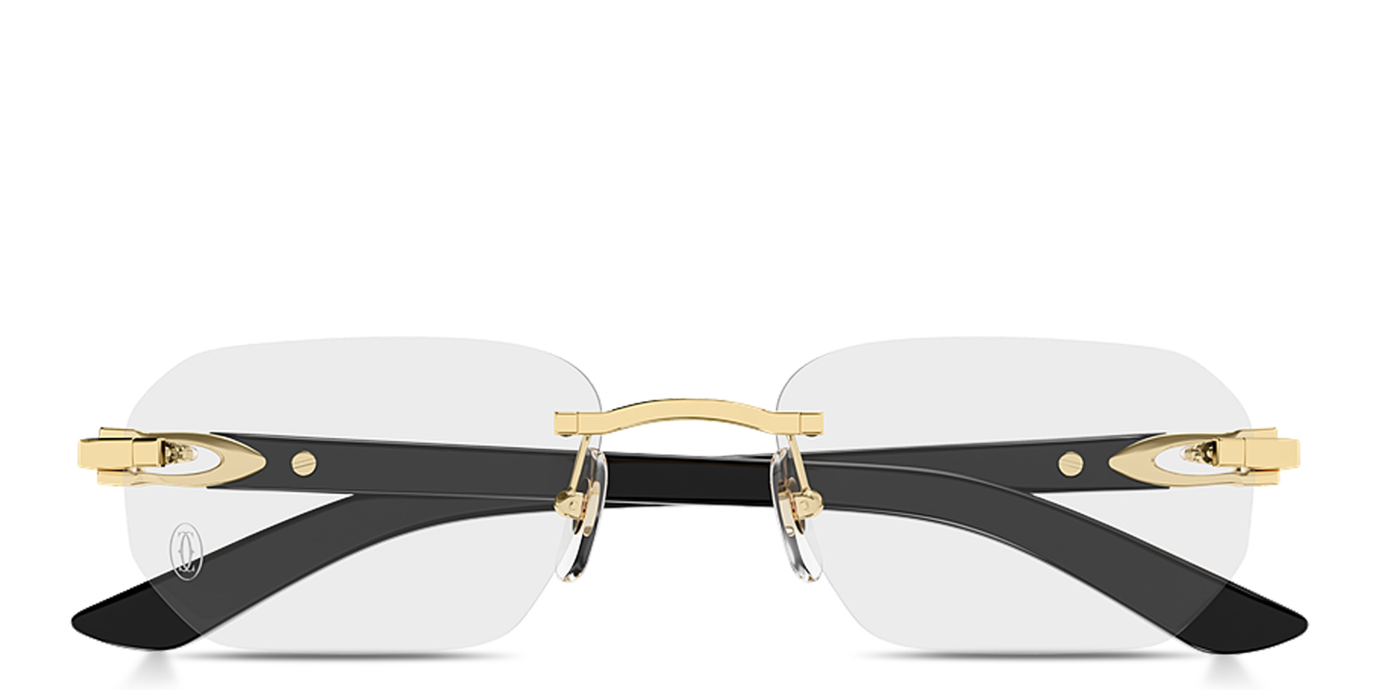 Shop Cartier Signature C de Cartier Wide Rimless Irregular Eyeglasses in Gold online.