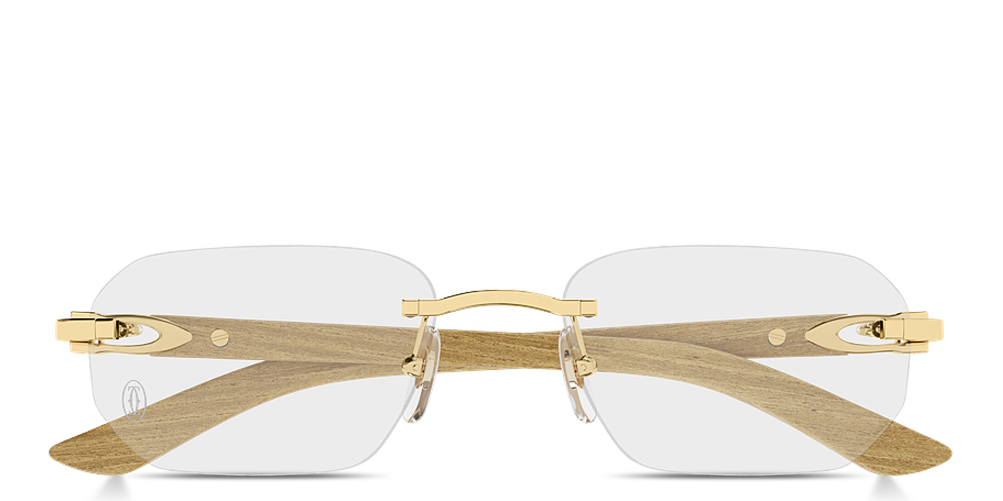 Shop Cartier Signature C de Cartier Wide Rimless Irregular Eyeglasses in Matte Gold online.