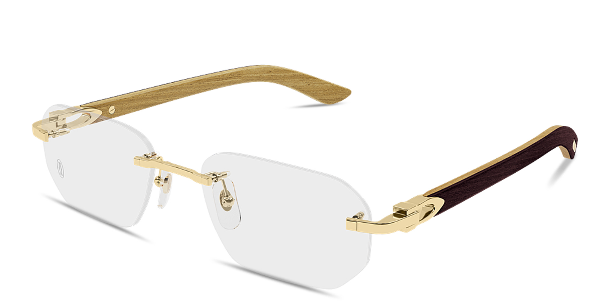 Shop Cartier Signature C de Cartier Wide Rimless Irregular Eyeglasses in Matte Gold online.