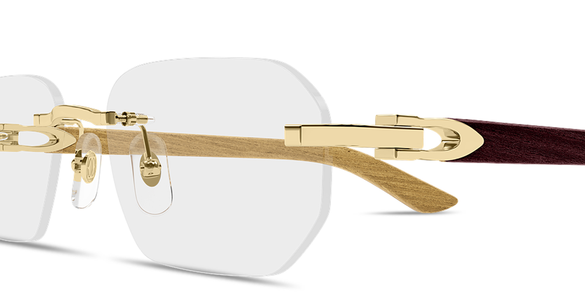 Shop Cartier Signature C de Cartier Wide Rimless Irregular Eyeglasses in Matte Gold online.