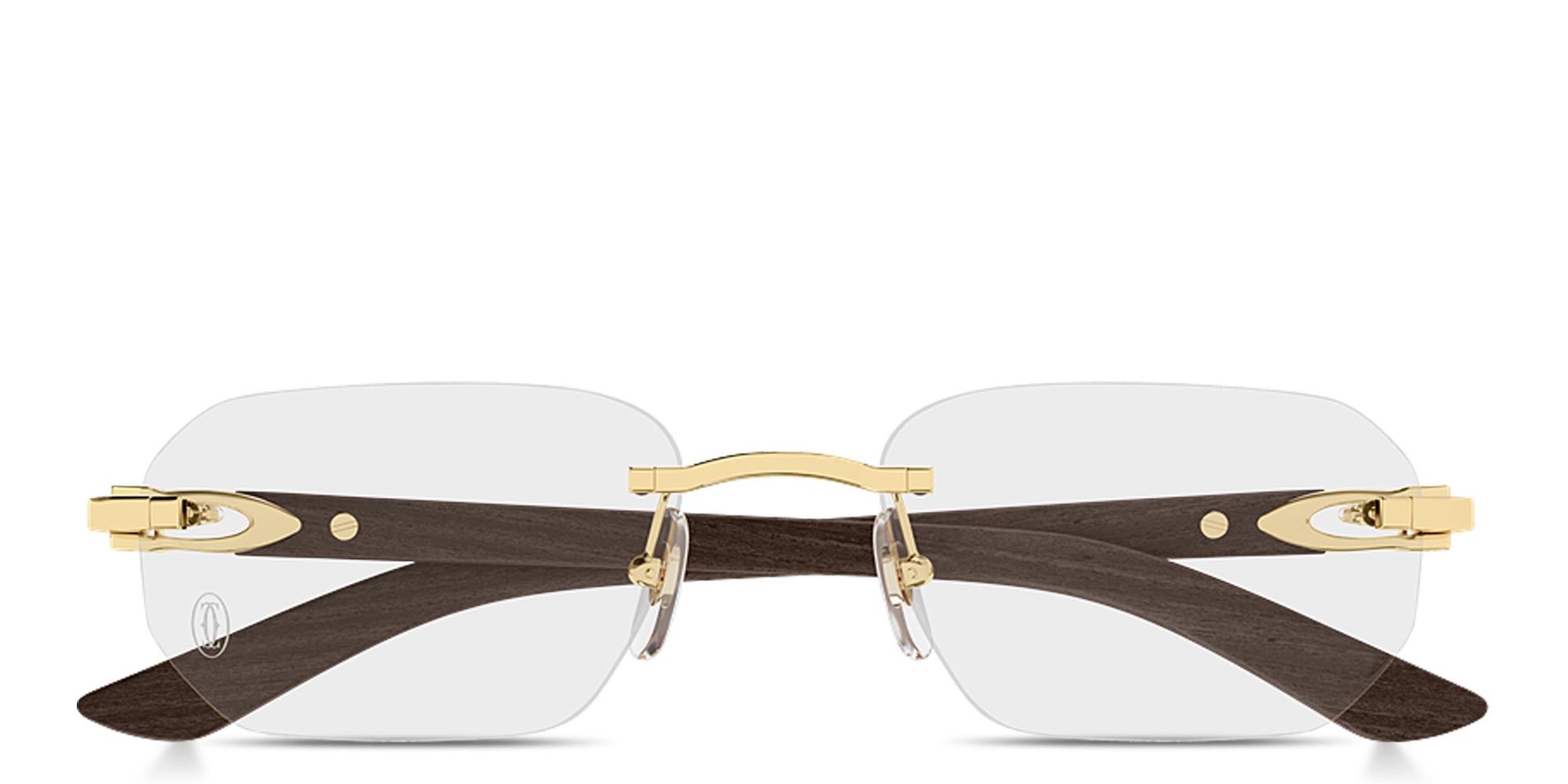 Shop Cartier Signature C de Cartier Wide Rimless Irregular Eyeglasses in Polished Gold online.